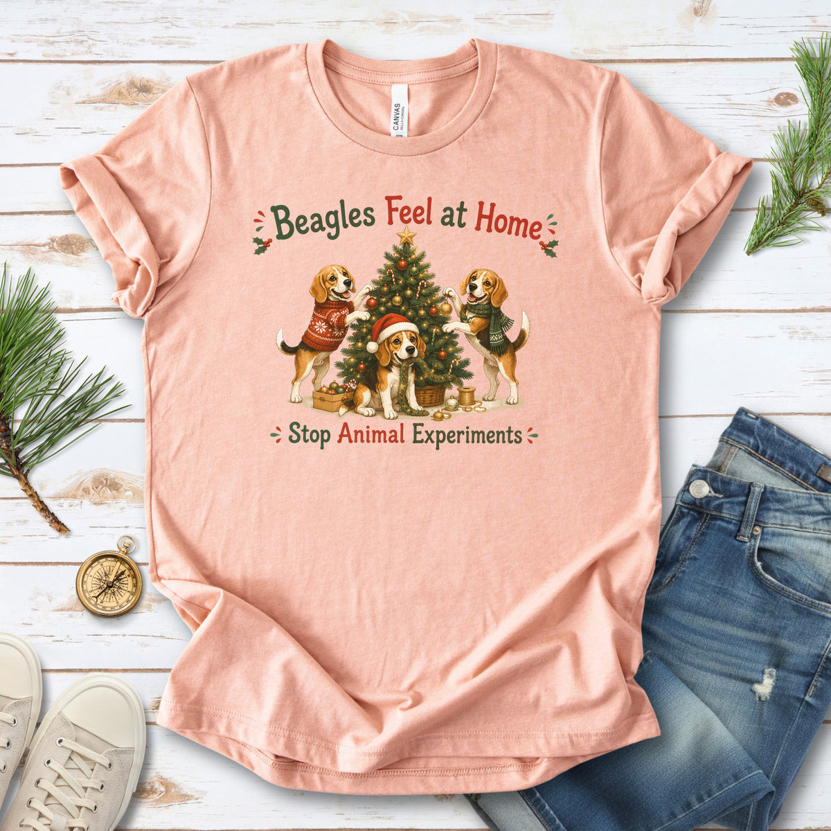 Beagles Feel at Home Christmas Tree Shirt – Stop Animal Experiments