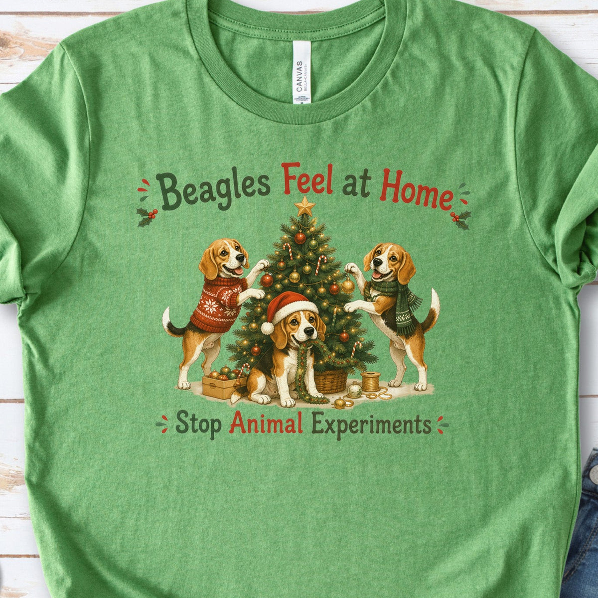 Beagles Feel at Home Christmas Tree Shirt – Stop Animal Experiments
