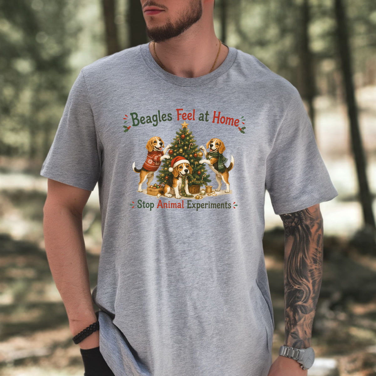 Beagles Feel at Home Christmas Tree Shirt – Stop Animal Experiments
