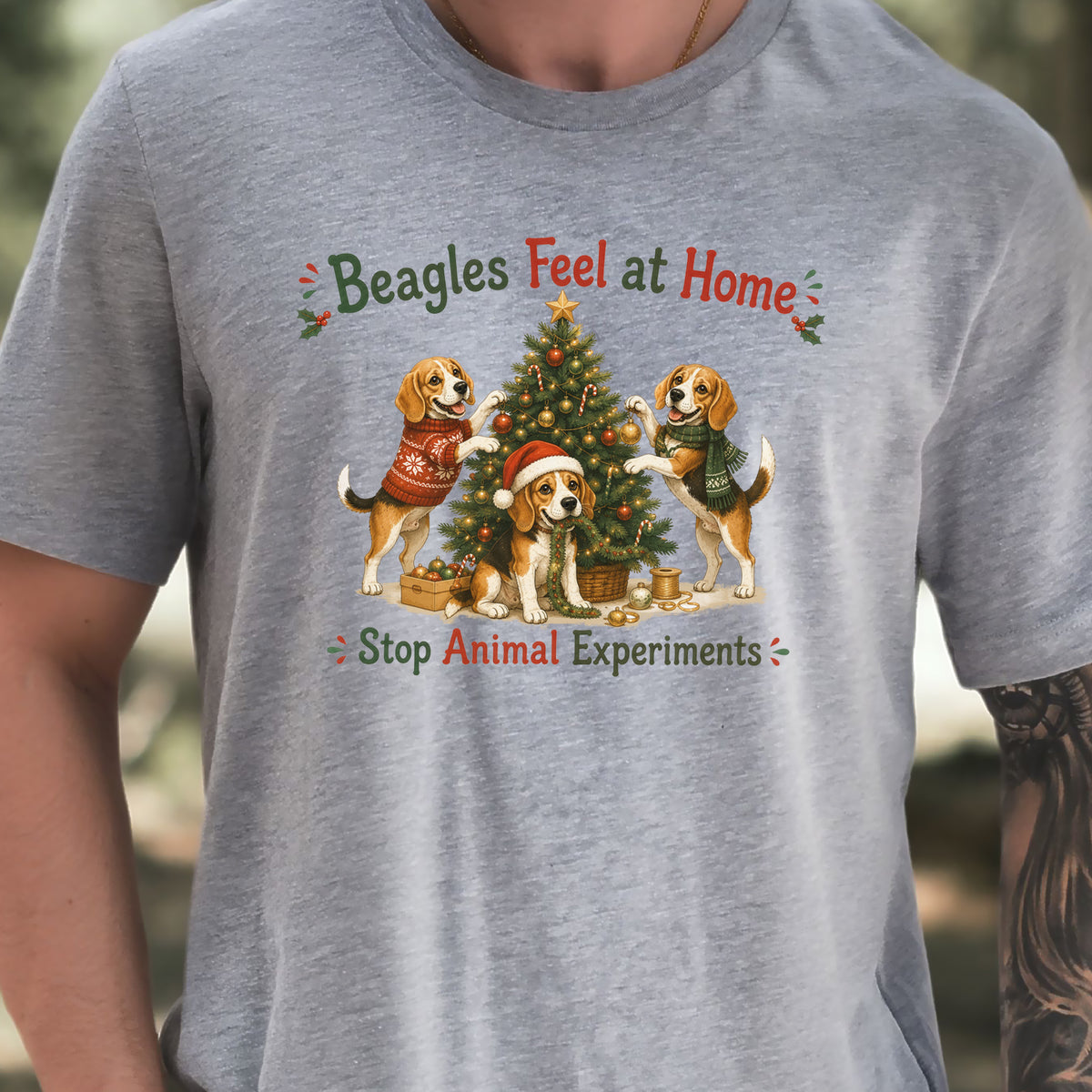 Beagles Feel at Home Christmas Tree Shirt – Stop Animal Experiments