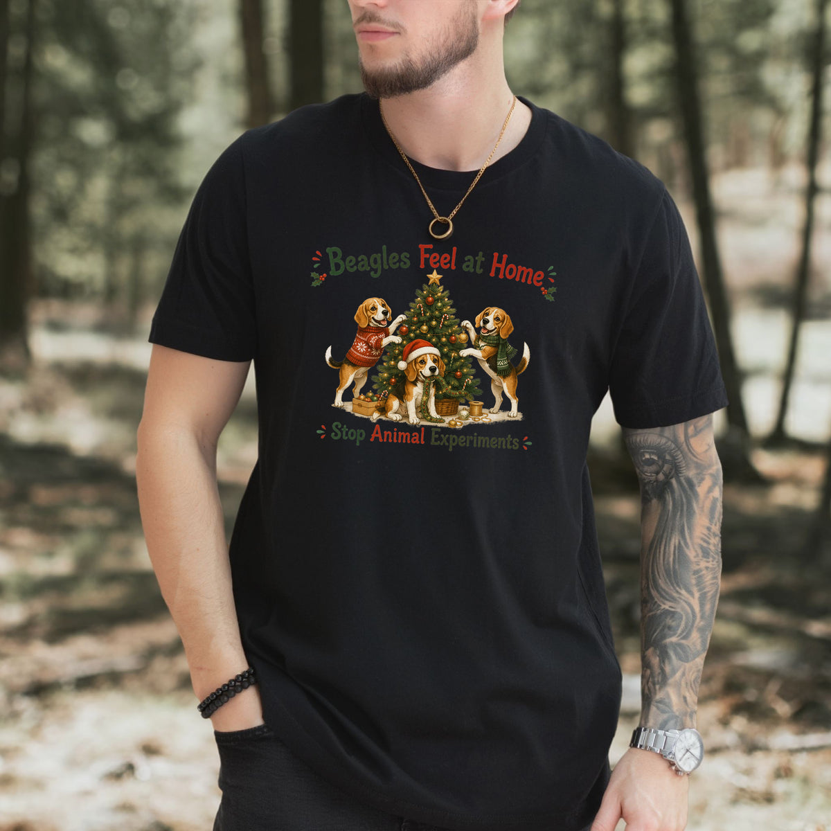 Beagles Feel at Home Christmas Tree Shirt – Stop Animal Experiments