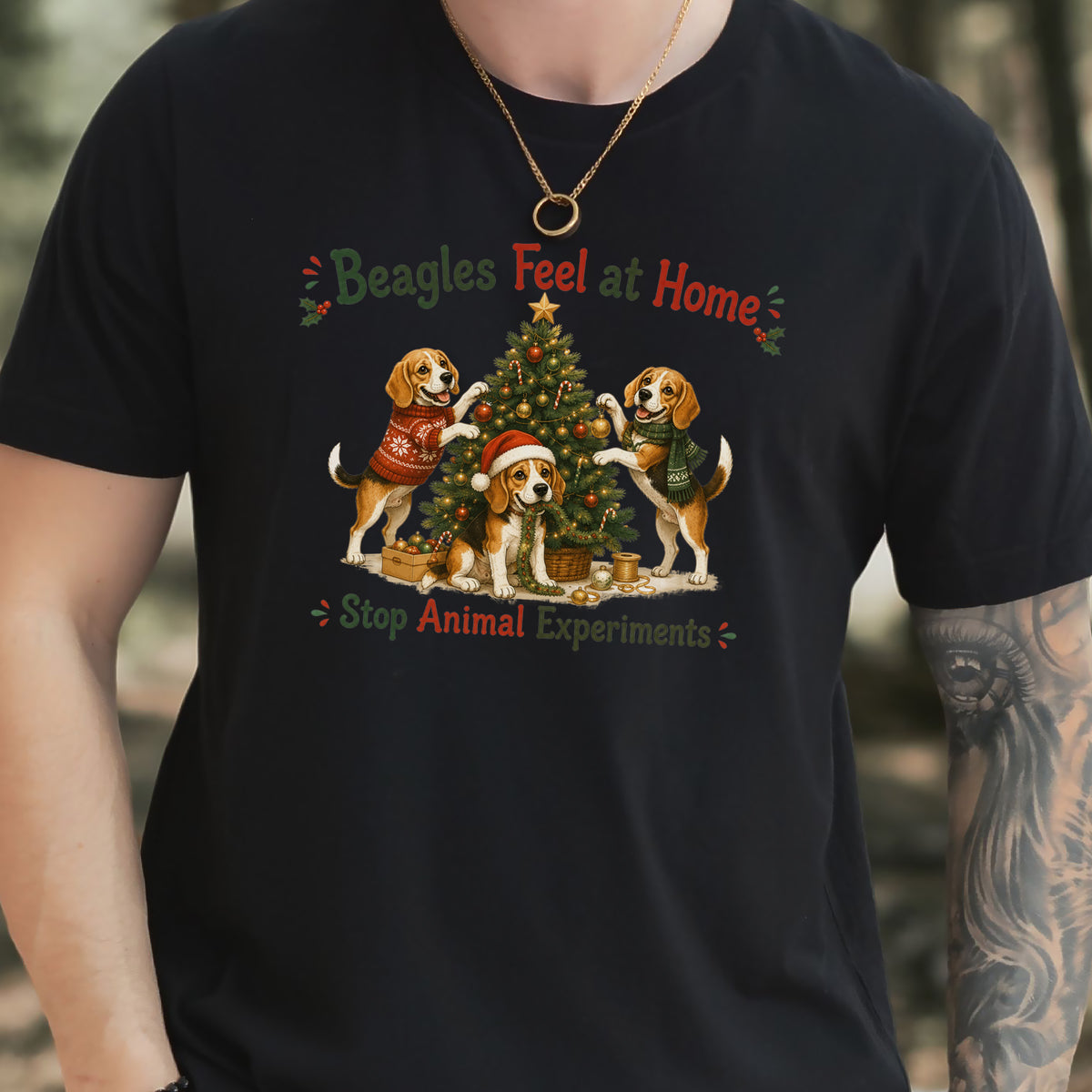 Beagles Feel at Home Christmas Tree Shirt – Stop Animal Experiments