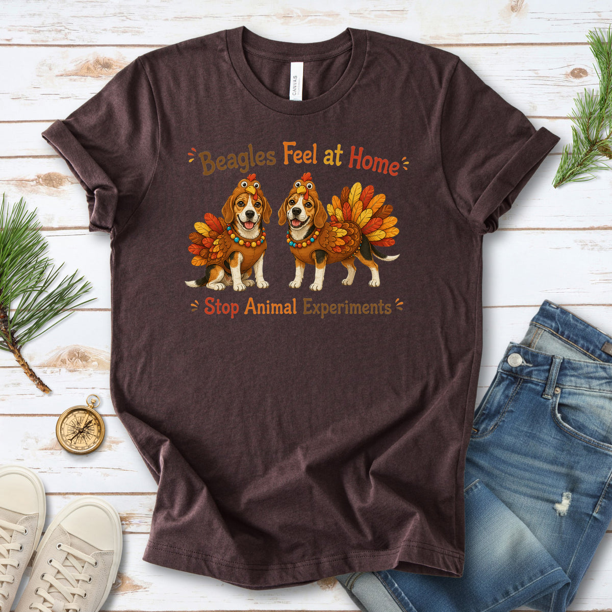 Beagles Feel at Home Stop Animal Experiments Thanksgiving Turkey T-Shirt