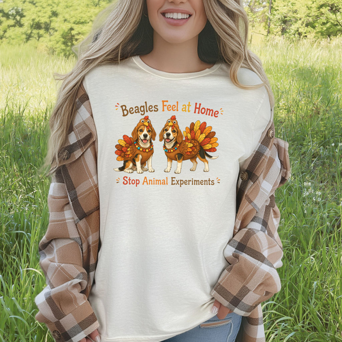 Beagles Feel at Home Stop Animal Experiments Thanksgiving Turkey T-Shirt