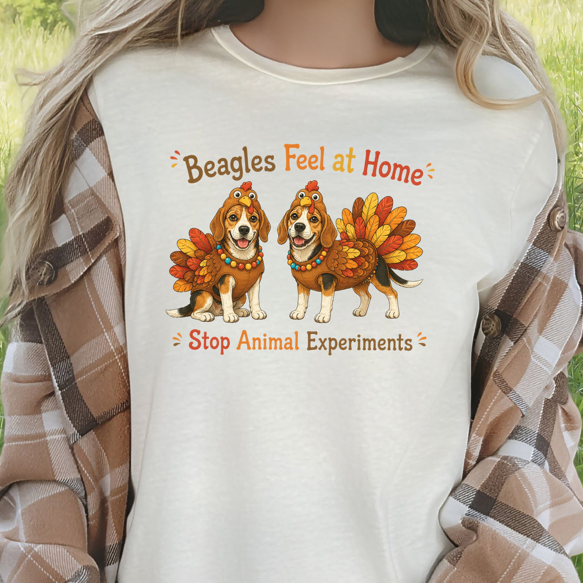 Beagles Feel at Home Stop Animal Experiments Thanksgiving Turkey T-Shirt
