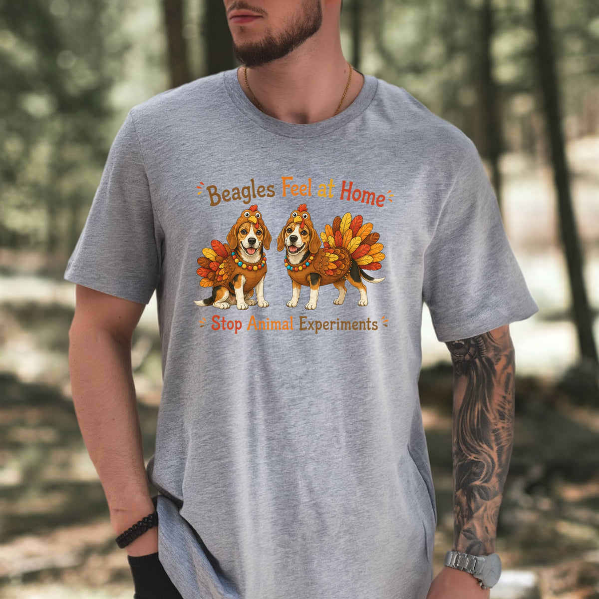 Beagles Feel at Home Stop Animal Experiments Thanksgiving Turkey T-Shirt