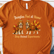 Beagles Feel at Home Stop Animal Experiments Thanksgiving Turkey T-Shirt