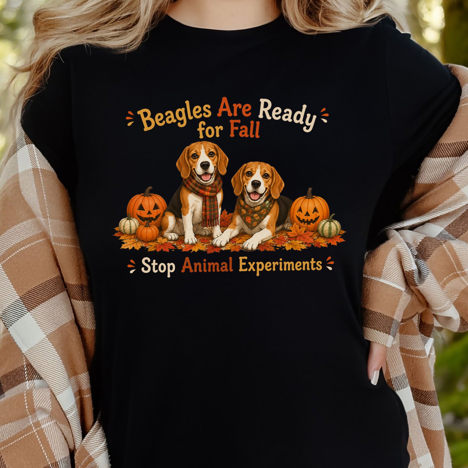 Beagles Are Ready for Fall Stop Animal Experiments Halloween T-Shirt