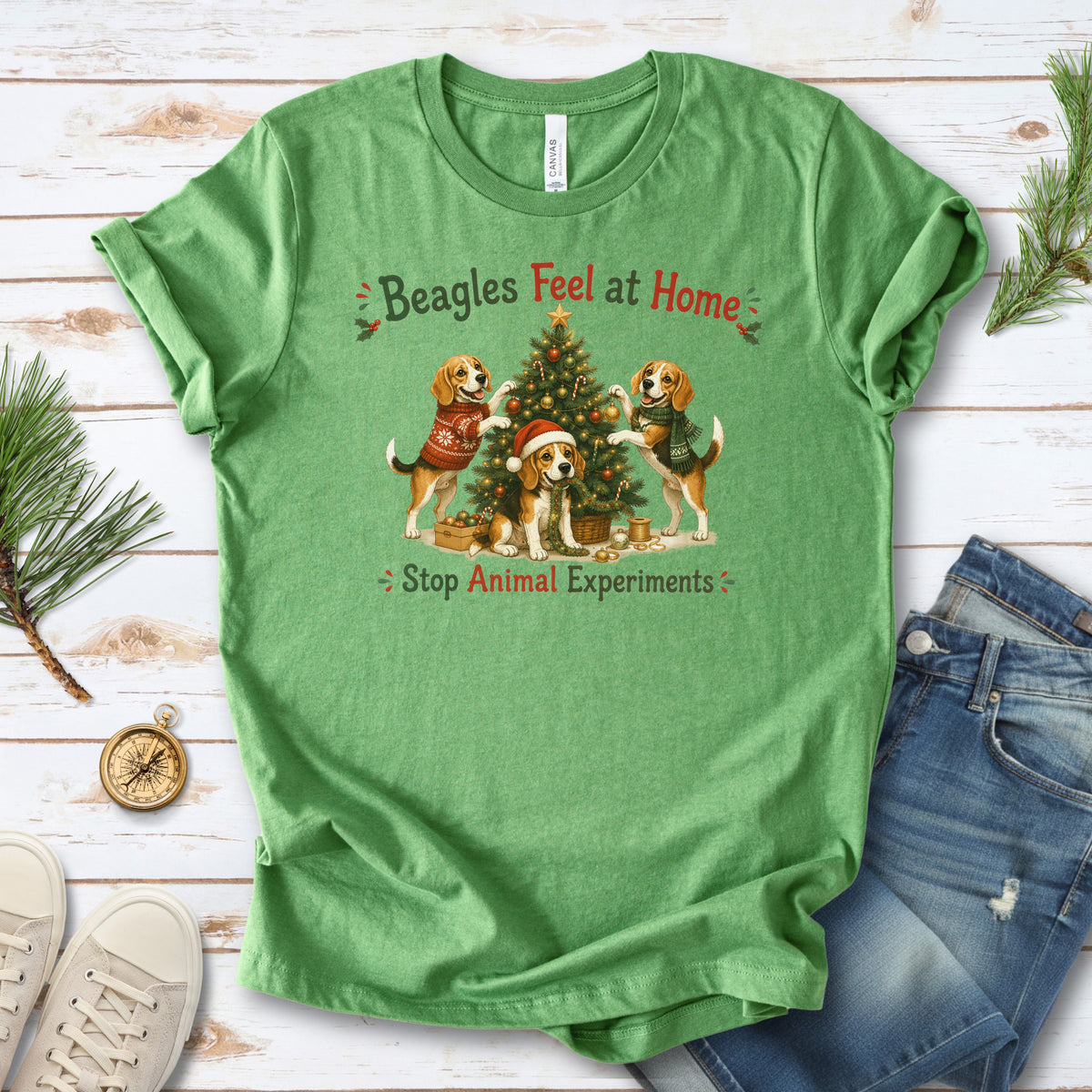 Beagles Feel at Home Christmas Tree Shirt – Stop Animal Experiments