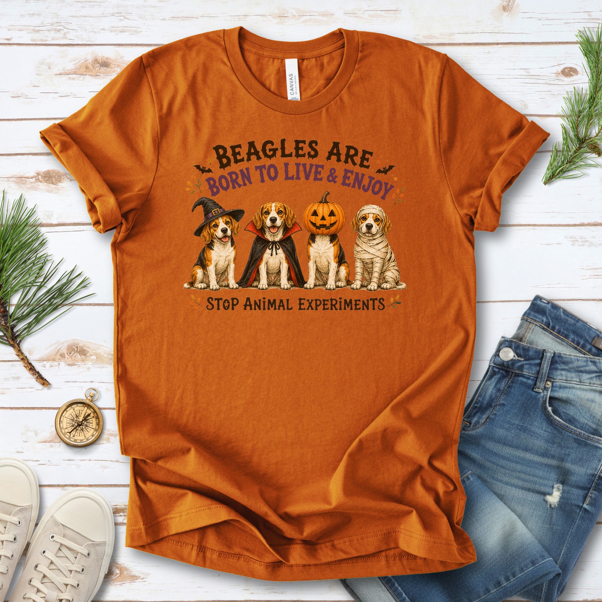 Beagles Are Born to Live & Enjoy Halloween Animal Rights T-Shirt