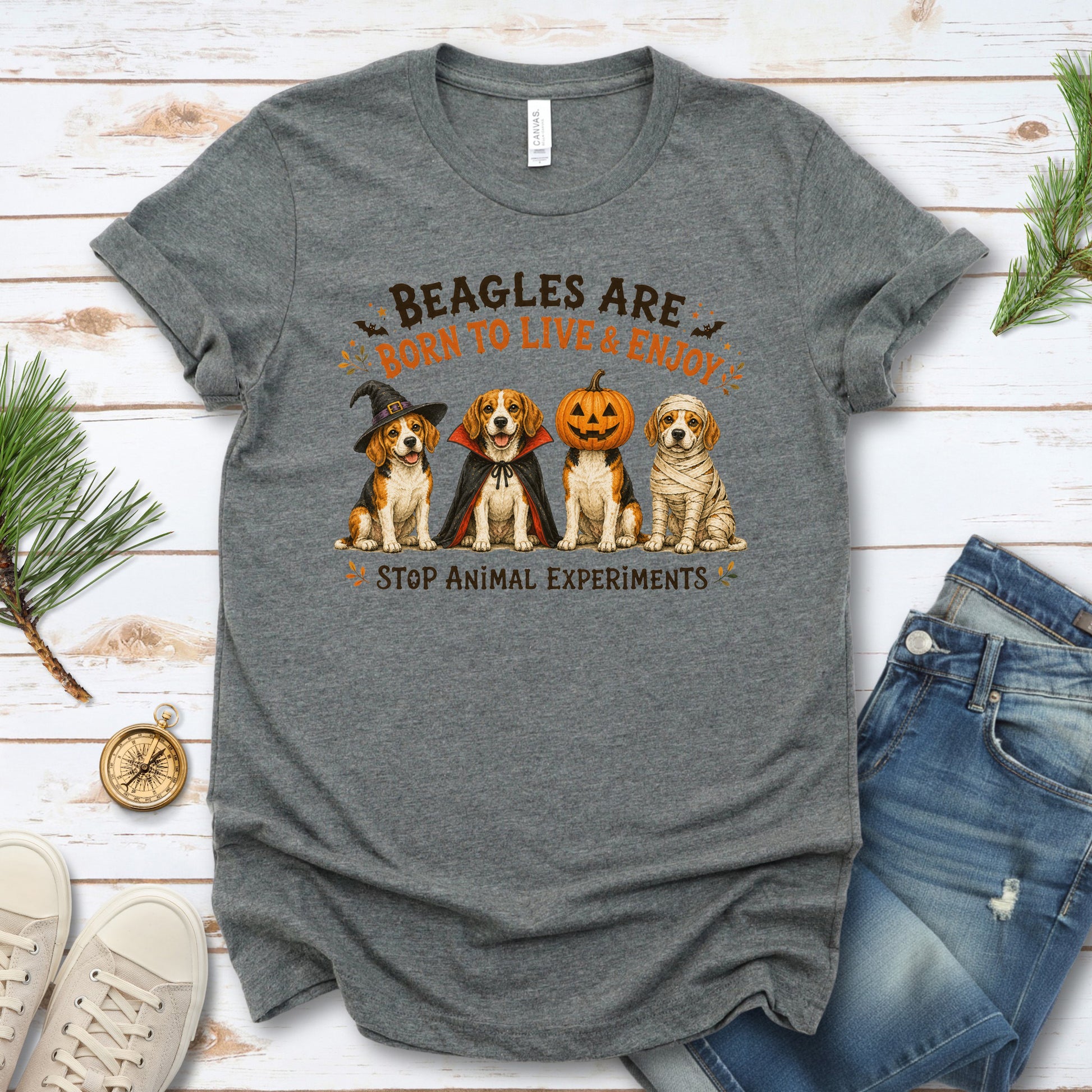 Beagles Are Born to Live & Enjoy Halloween Animal Rights T-Shirt