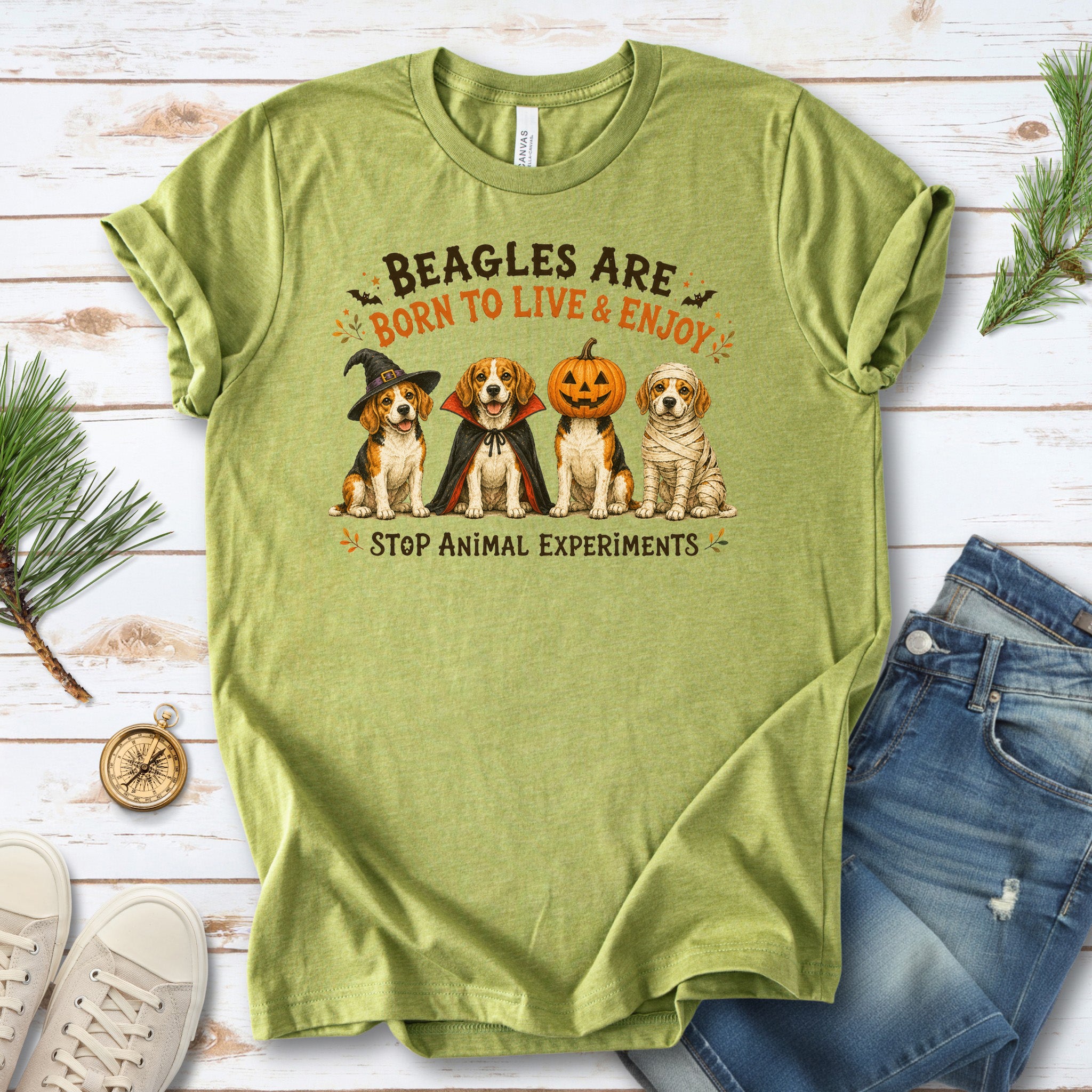 Beagles Are Born to Live & Enjoy Halloween Animal Rights T-Shirt