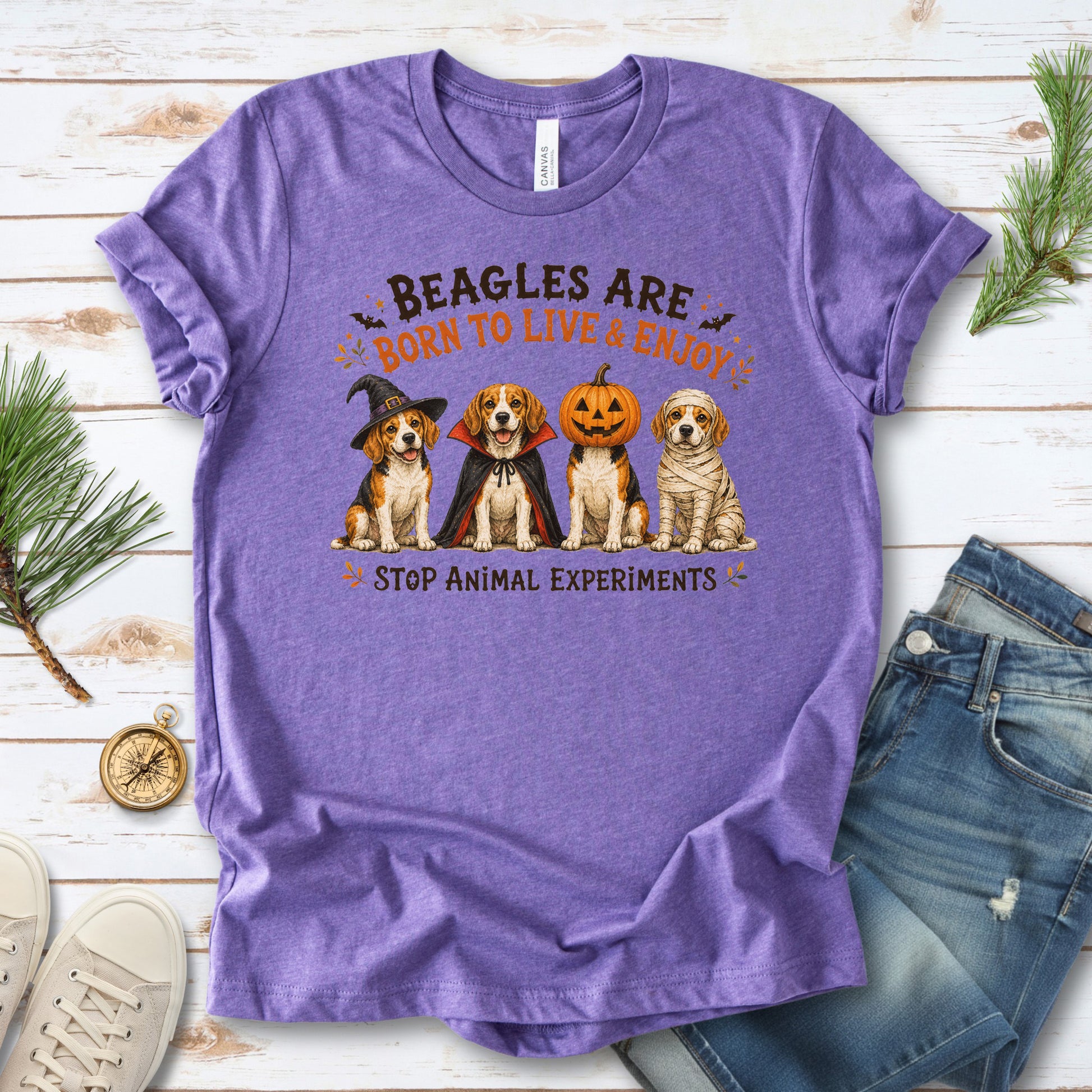 Beagles Are Born to Live & Enjoy Halloween Animal Rights T-Shirt