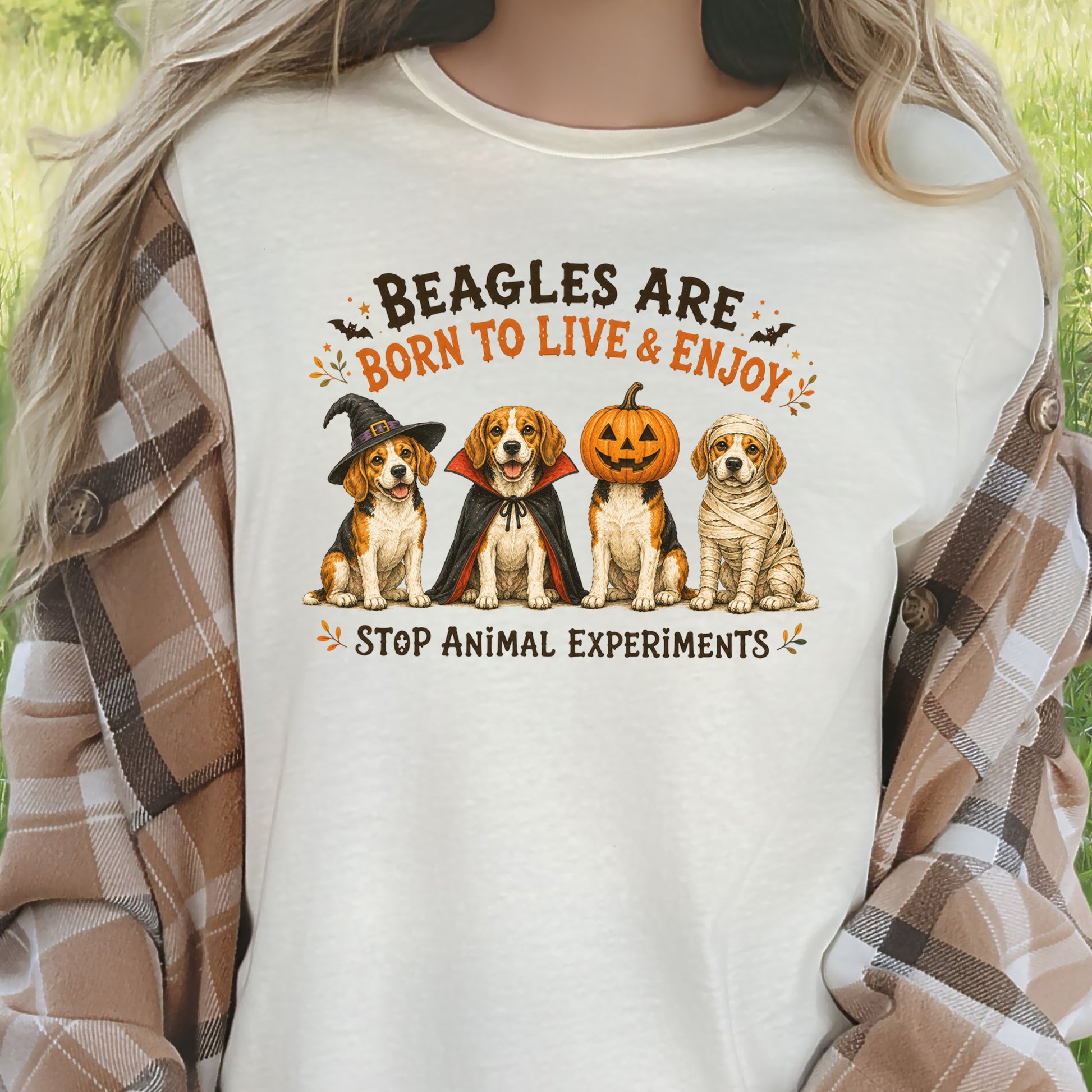 Beagles Are Born to Live & Enjoy Halloween Animal Rights T-Shirt