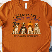 Beagles Are Born to Live & Enjoy Halloween Animal Rights T-Shirt