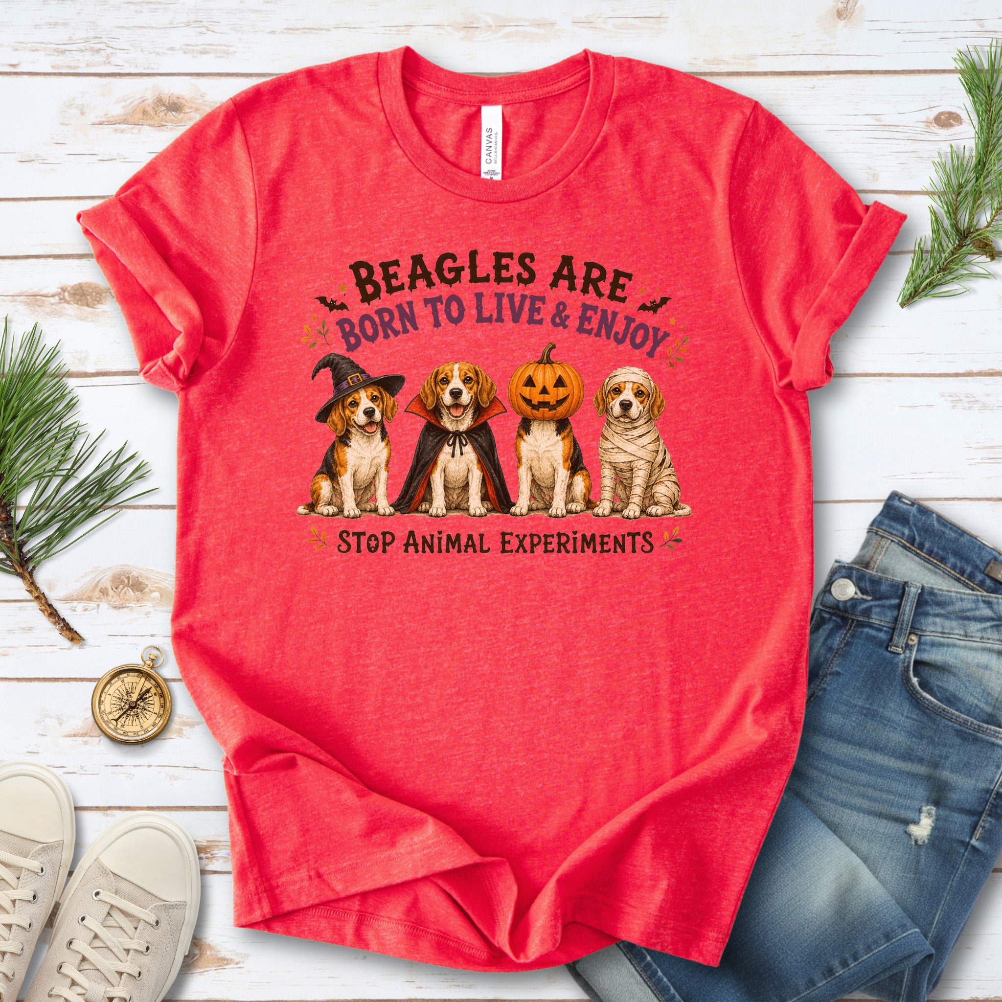Beagles Are Born to Live & Enjoy Halloween Animal Rights T-Shirt