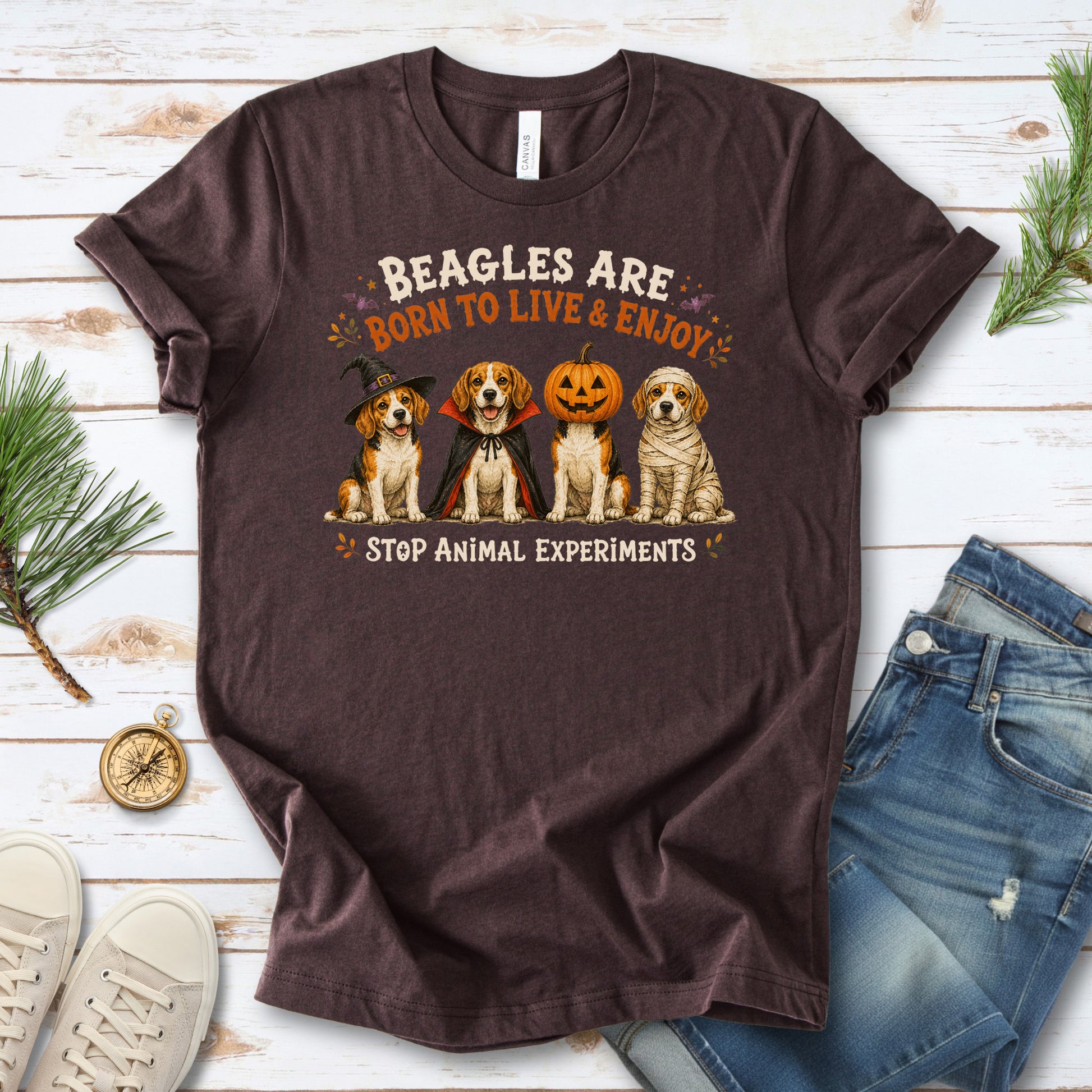 Beagles Are Born to Live & Enjoy Halloween Animal Rights T-Shirt