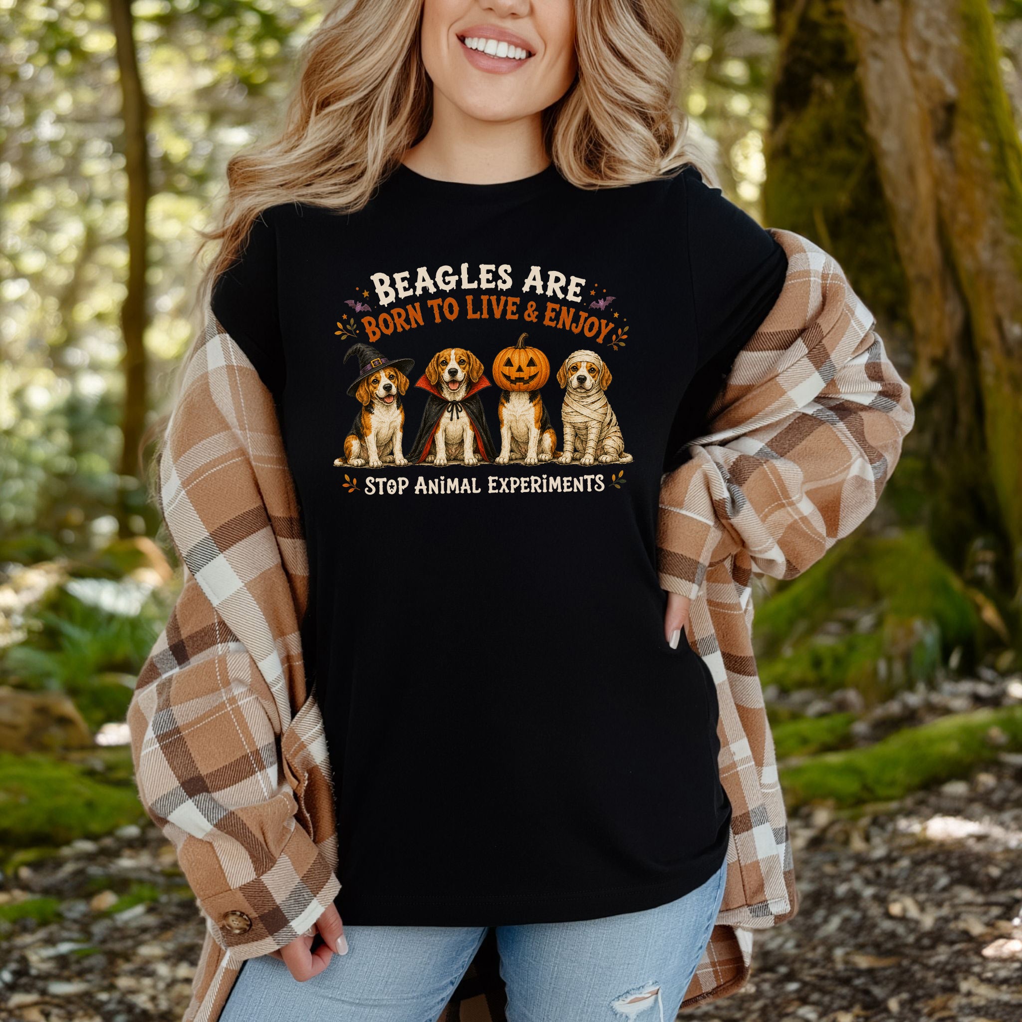 Beagles Are Born to Live & Enjoy Halloween Animal Rights T-Shirt