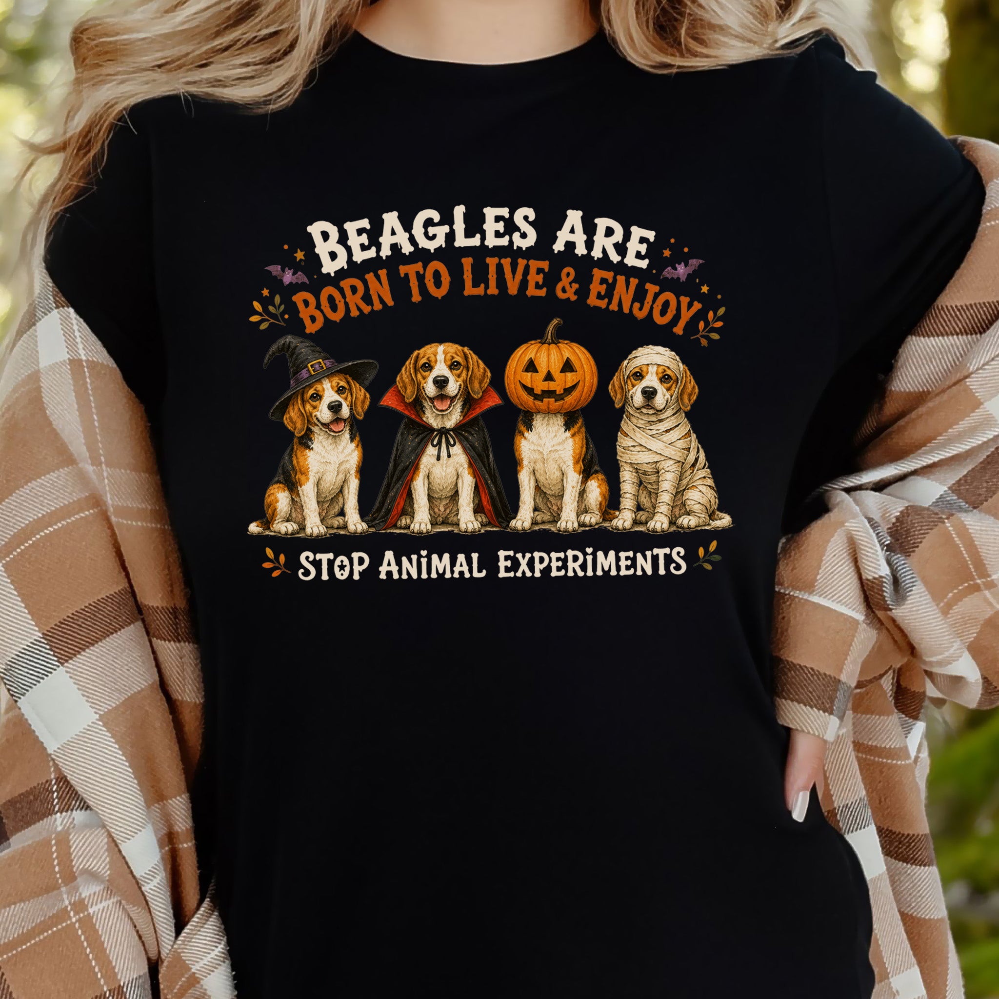 Beagles Are Born to Live & Enjoy Halloween Animal Rights T-Shirt