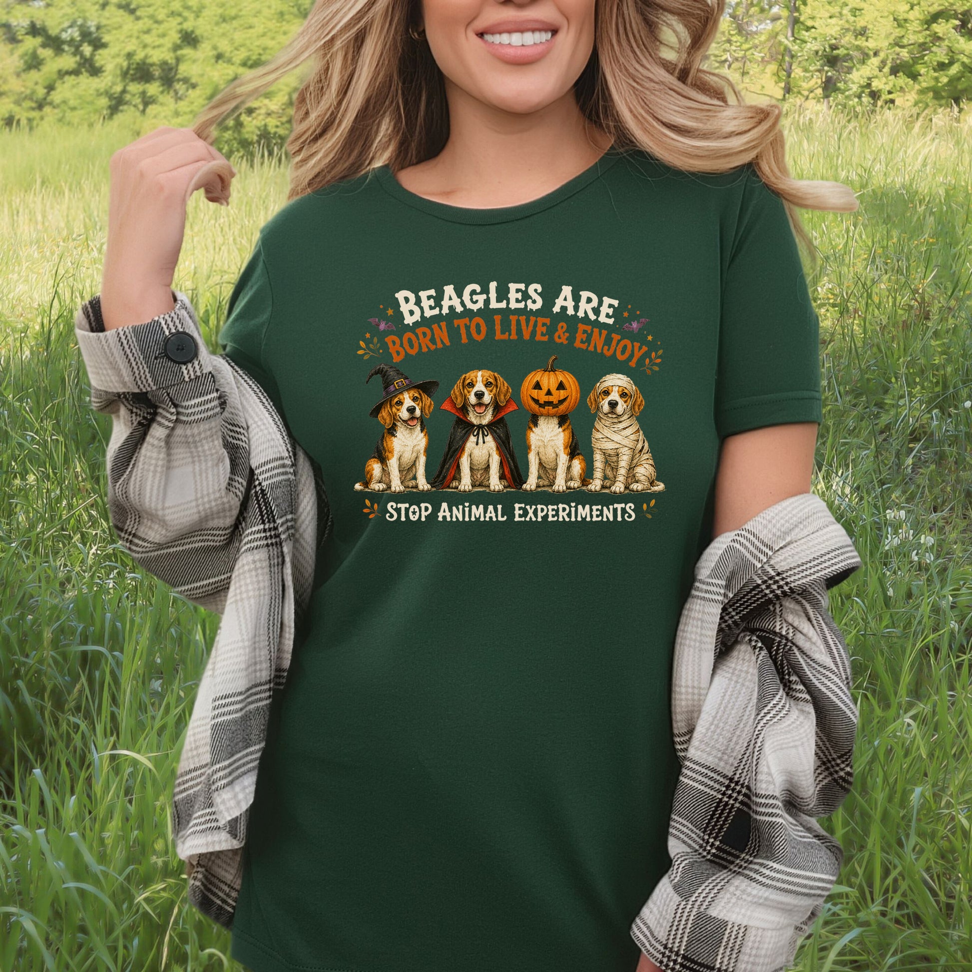 Beagles Are Born to Live & Enjoy Halloween Animal Rights T-Shirt
