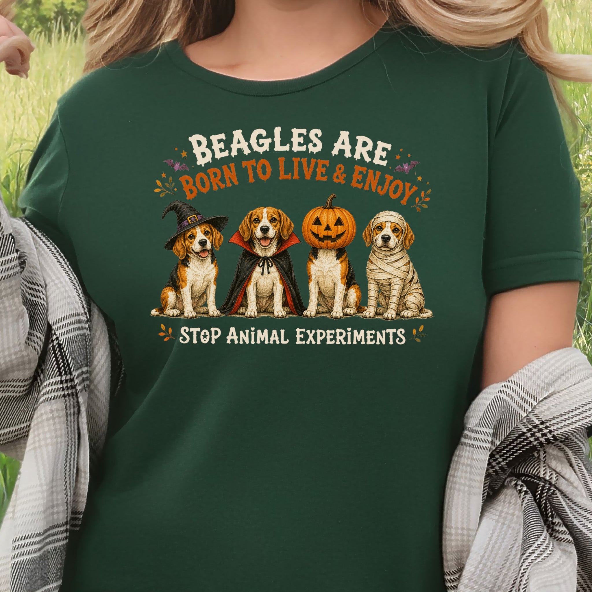 Beagles Are Born to Live & Enjoy Halloween Animal Rights T-Shirt
