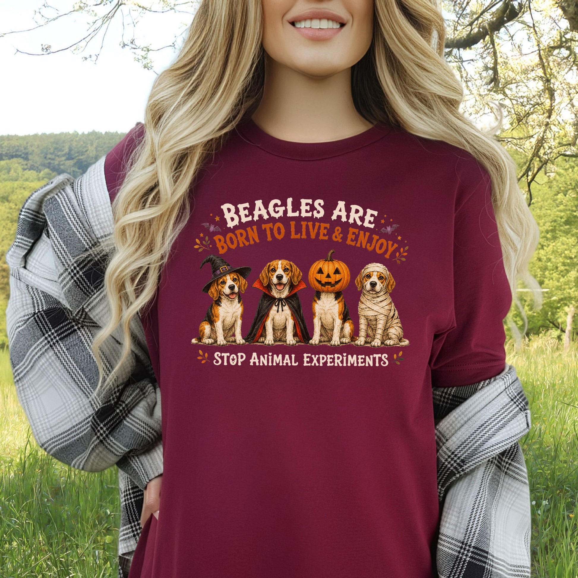 Beagles Are Born to Live & Enjoy Halloween Animal Rights T-Shirt