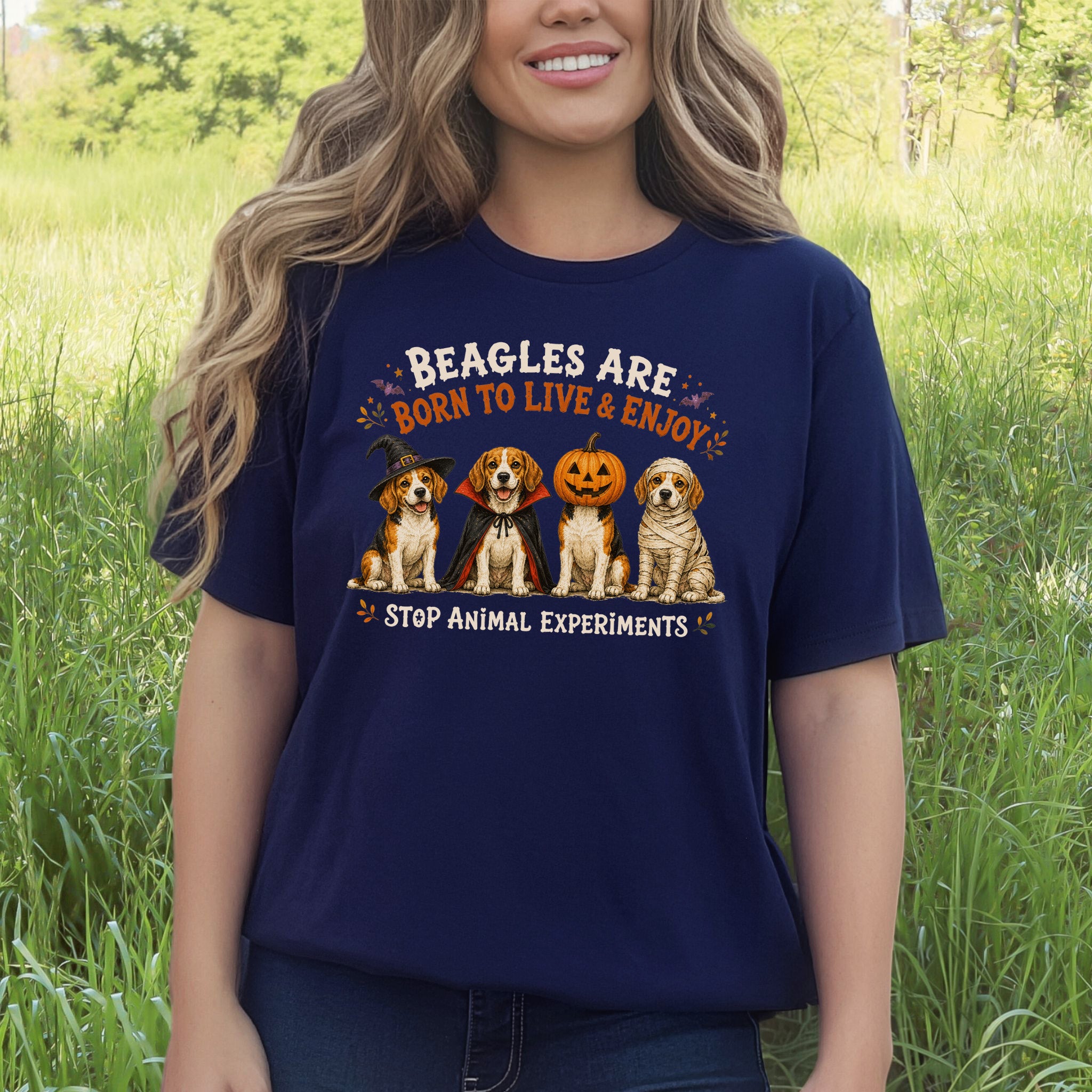 Beagles Are Born to Live & Enjoy Halloween Animal Rights T-Shirt