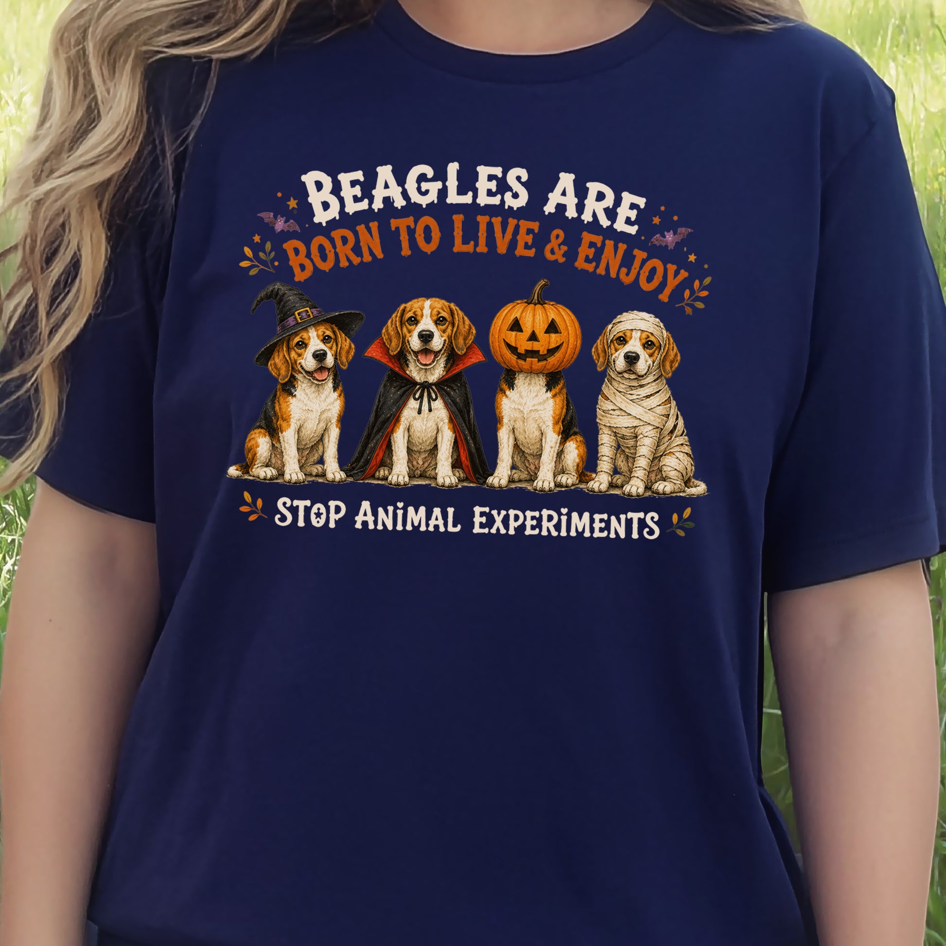 Beagles Are Born to Live & Enjoy Halloween Animal Rights T-Shirt