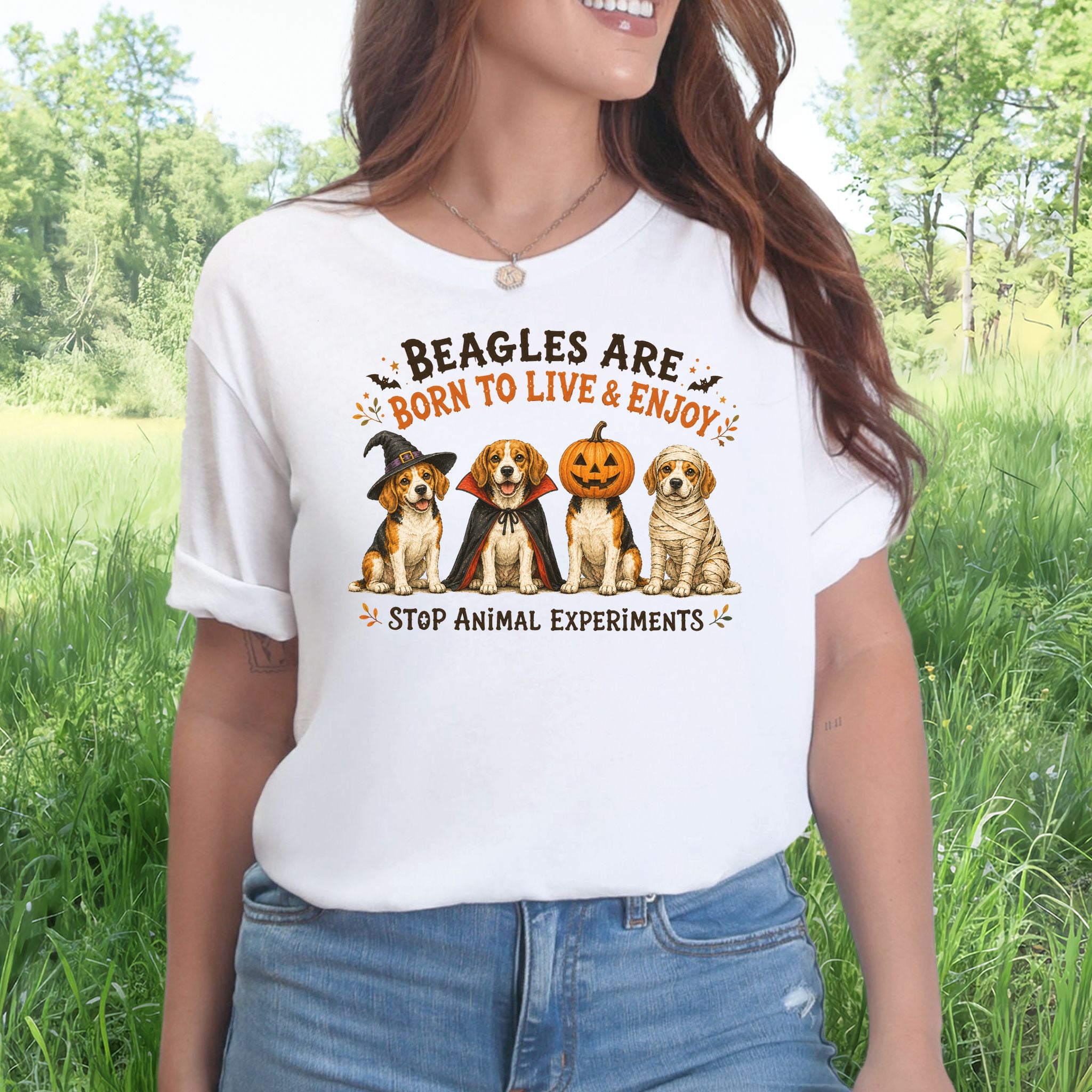 Beagles Are Born to Live & Enjoy Halloween Animal Rights T-Shirt