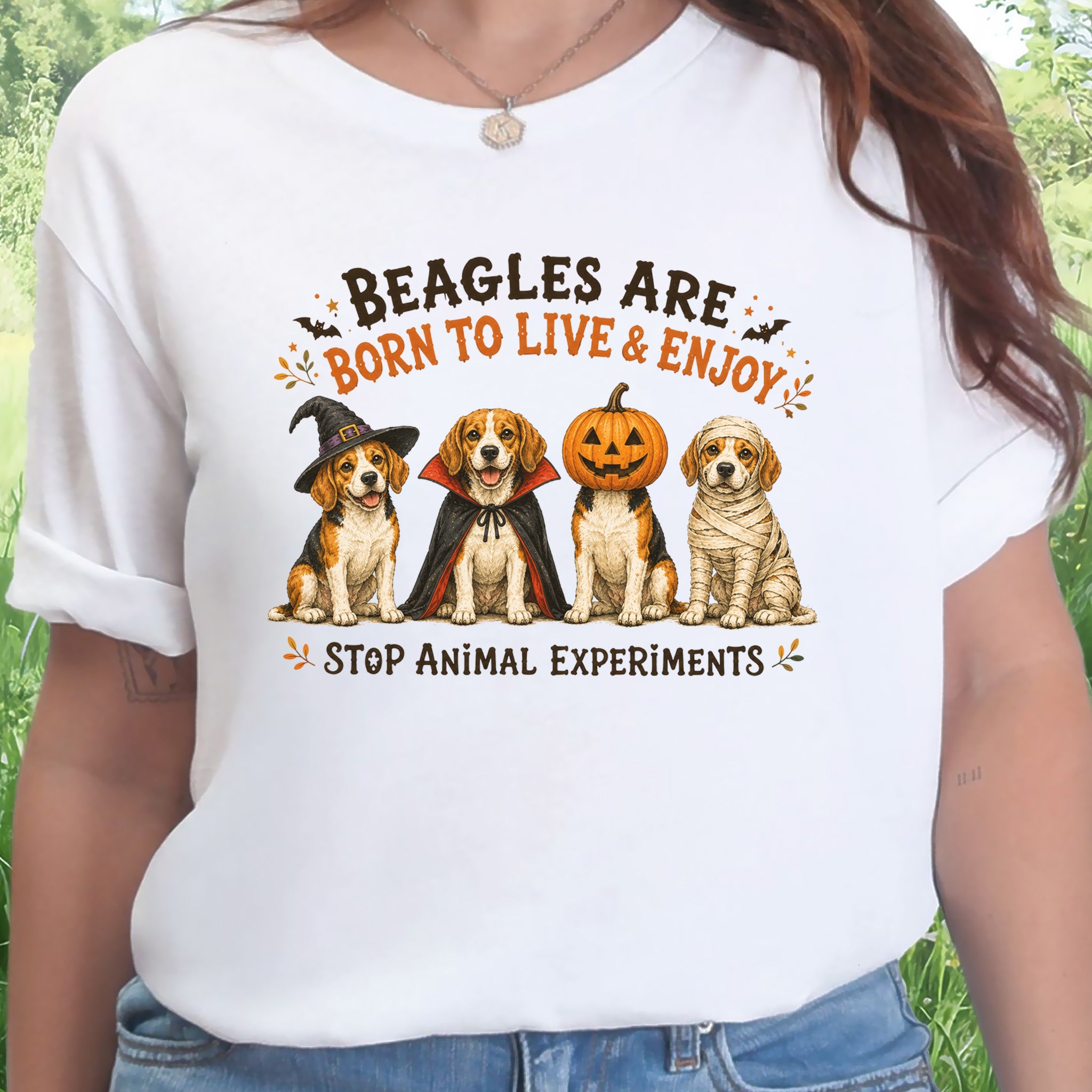 Beagles Are Born to Live & Enjoy Halloween Animal Rights T-Shirt