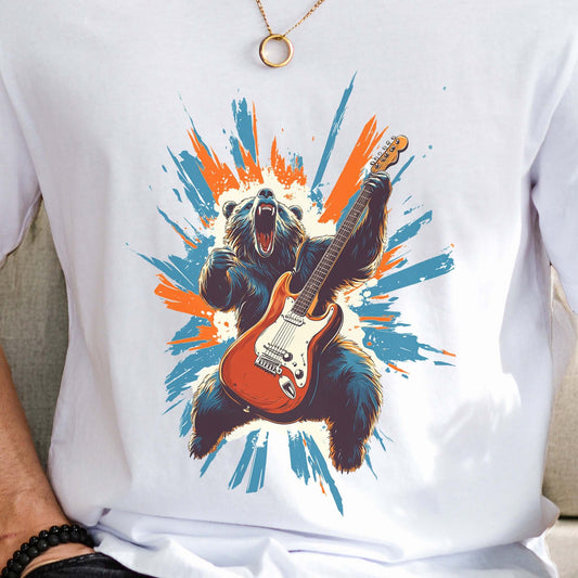 Bear Solo – Wild Rock Guitar Animal T-Shir