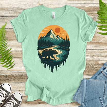Alaska Bear River Sunset T-Shirt – Vintage Mountain & Wildlife Art Tee