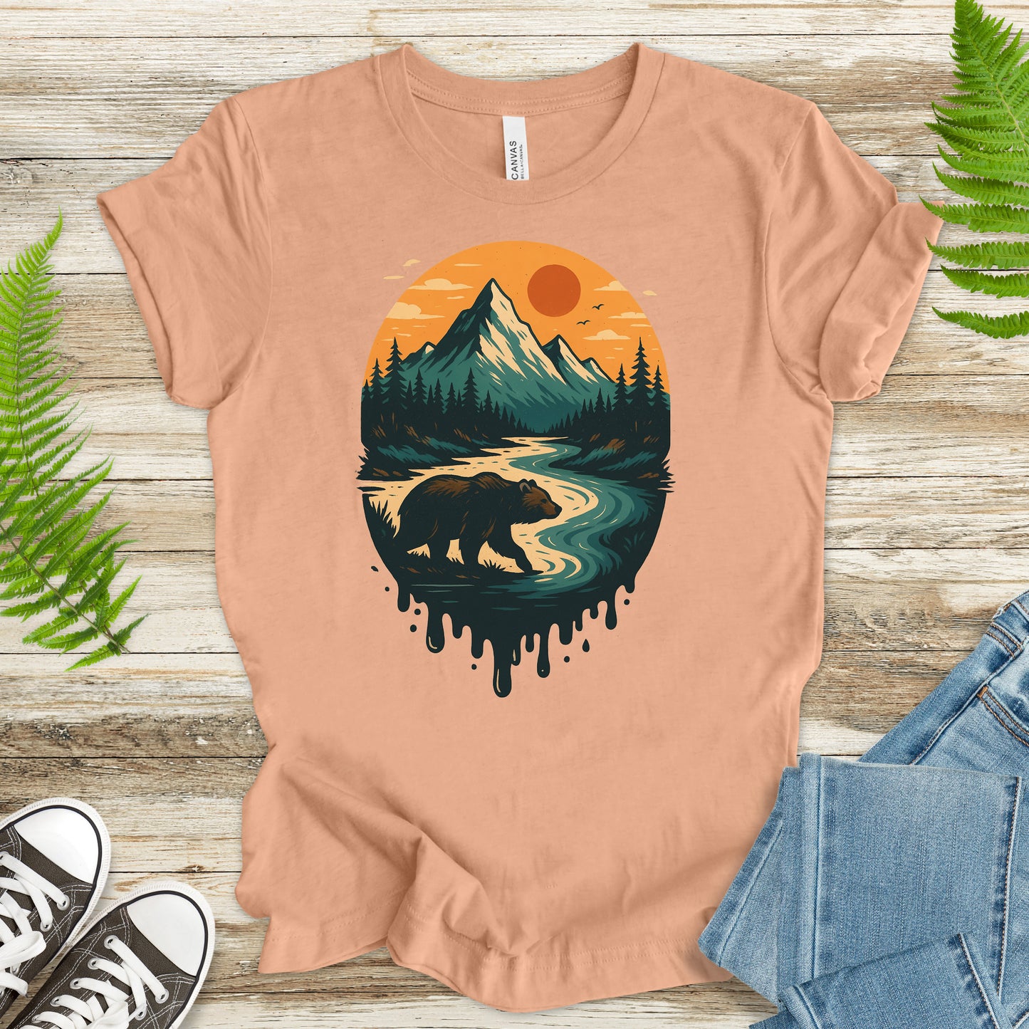 Alaska Bear River Sunset T-Shirt – Vintage Mountain & Wildlife Art Tee