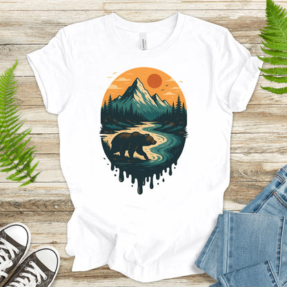 Alaska Bear River Sunset T-Shirt – Vintage Mountain & Wildlife Art Tee