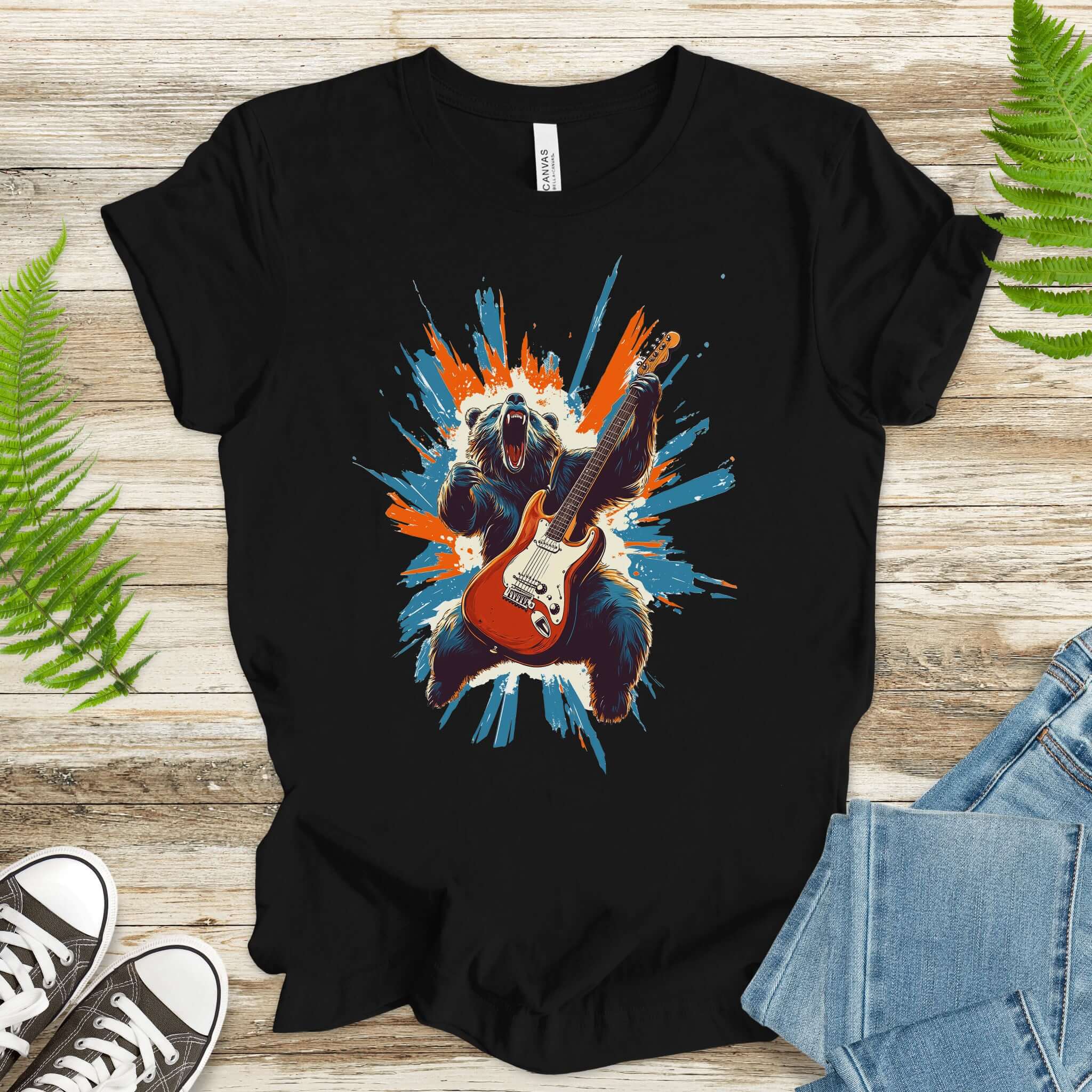 Bear Solo – Wild Rock Guitar Animal T-Shir