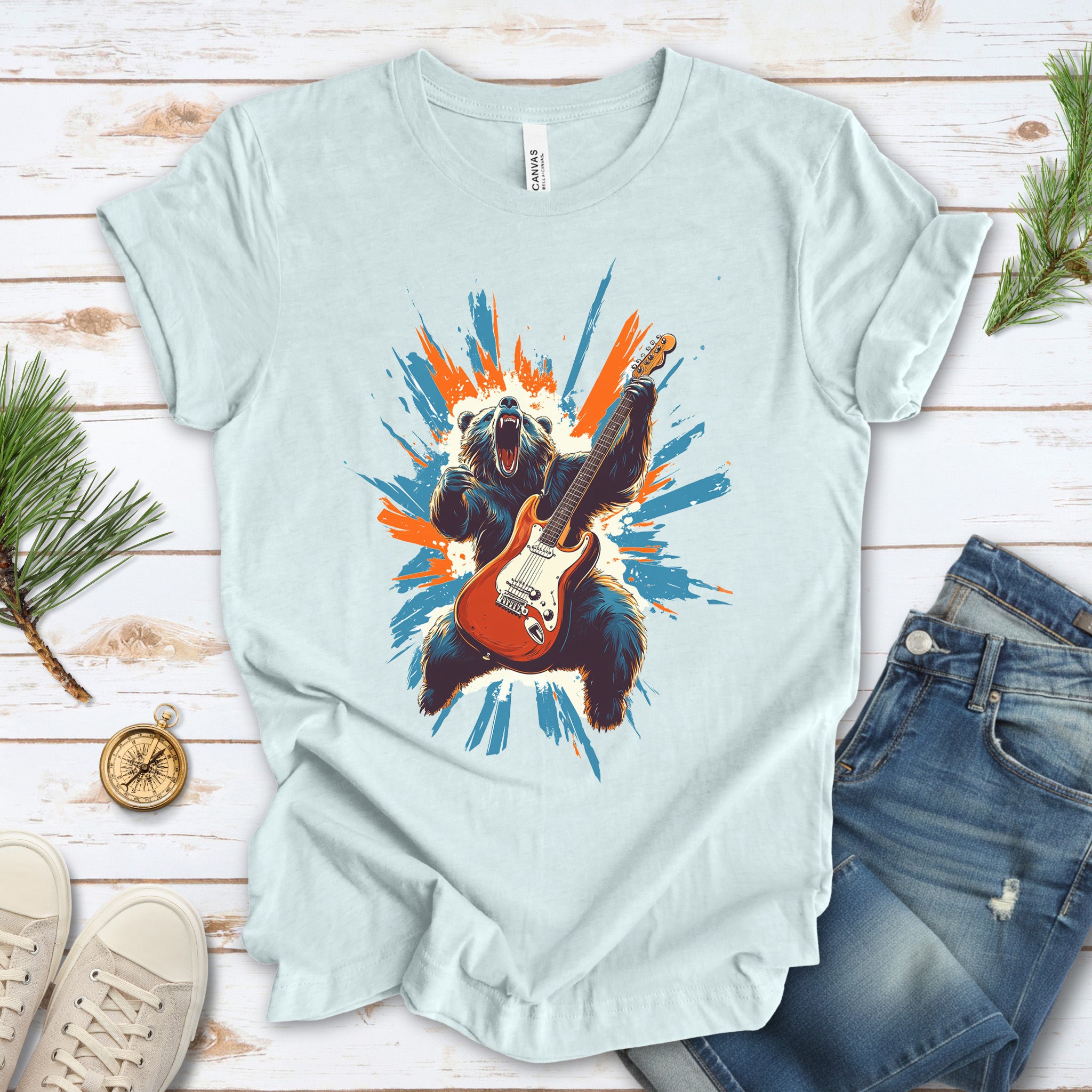 Bear Solo – Wild Rock Guitar Animal T-Shir