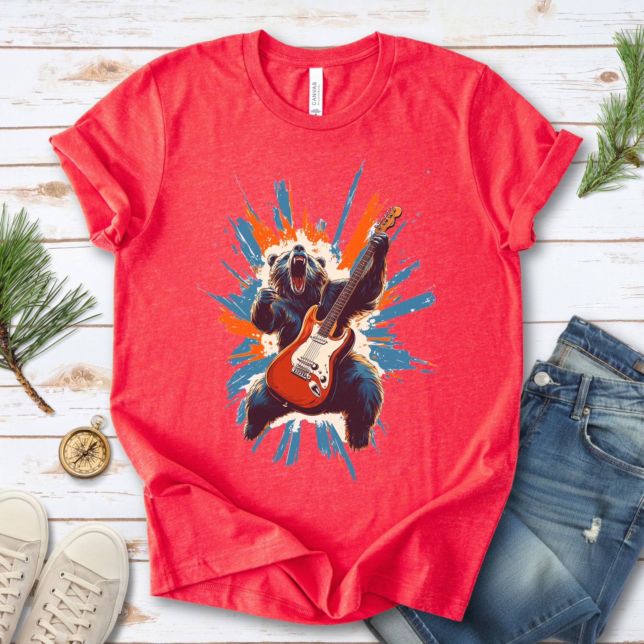 Bear Solo – Wild Rock Guitar Animal T-Shir