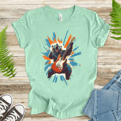 Bear Solo – Wild Rock Guitar Animal T-Shir