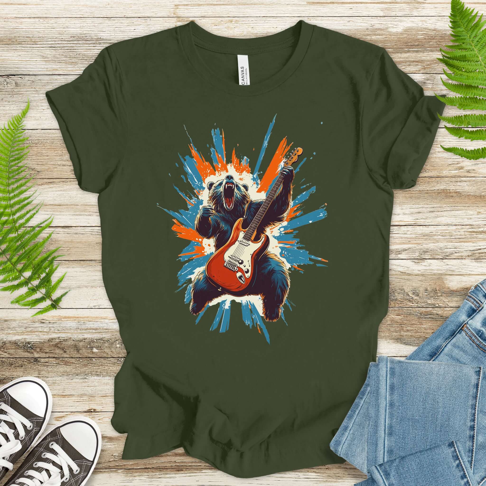 Bear Solo – Wild Rock Guitar Animal T-Shir
