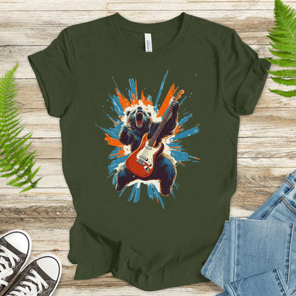 Bear Solo – Wild Rock Guitar Animal T-Shir