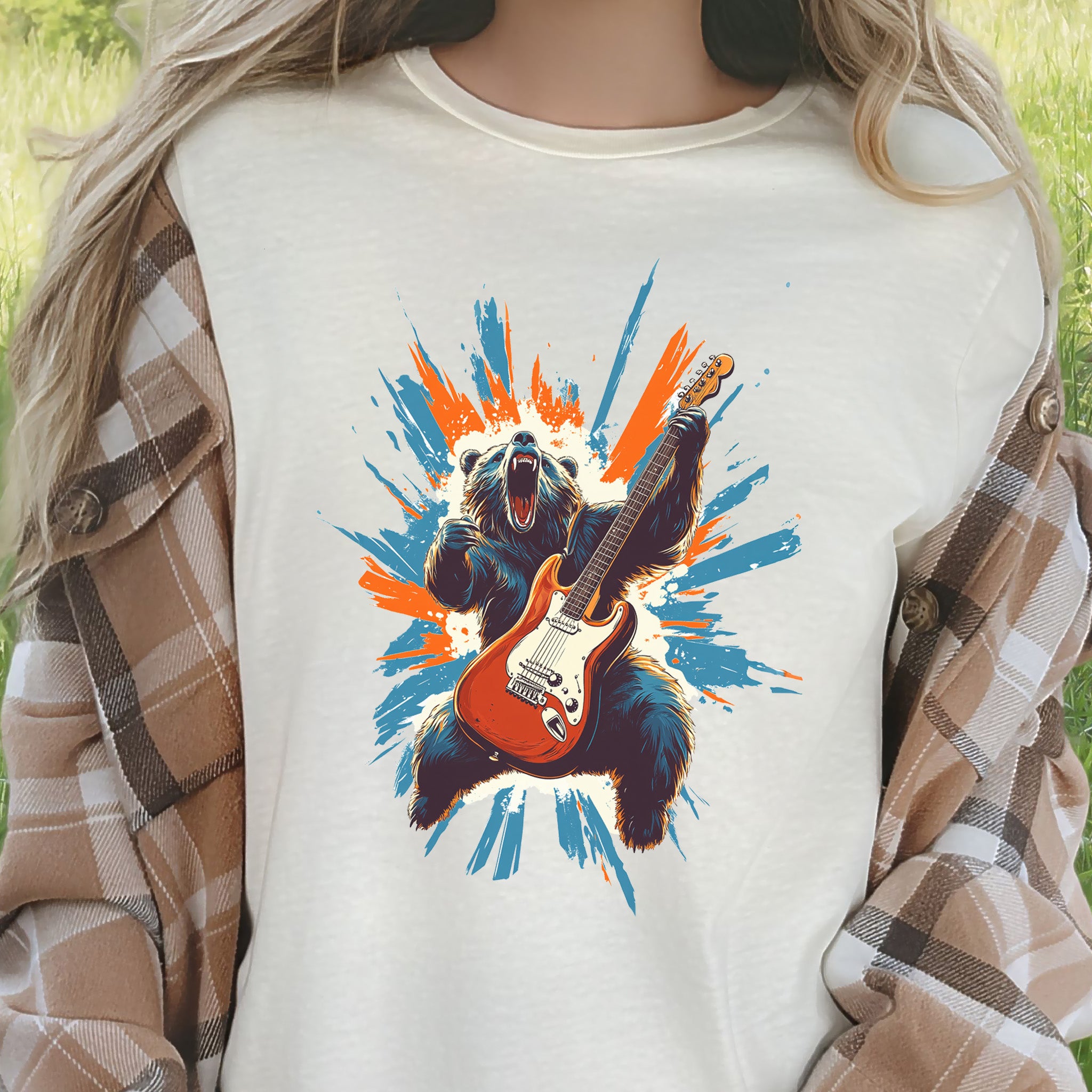 Bear Solo – Wild Rock Guitar Animal T-Shir