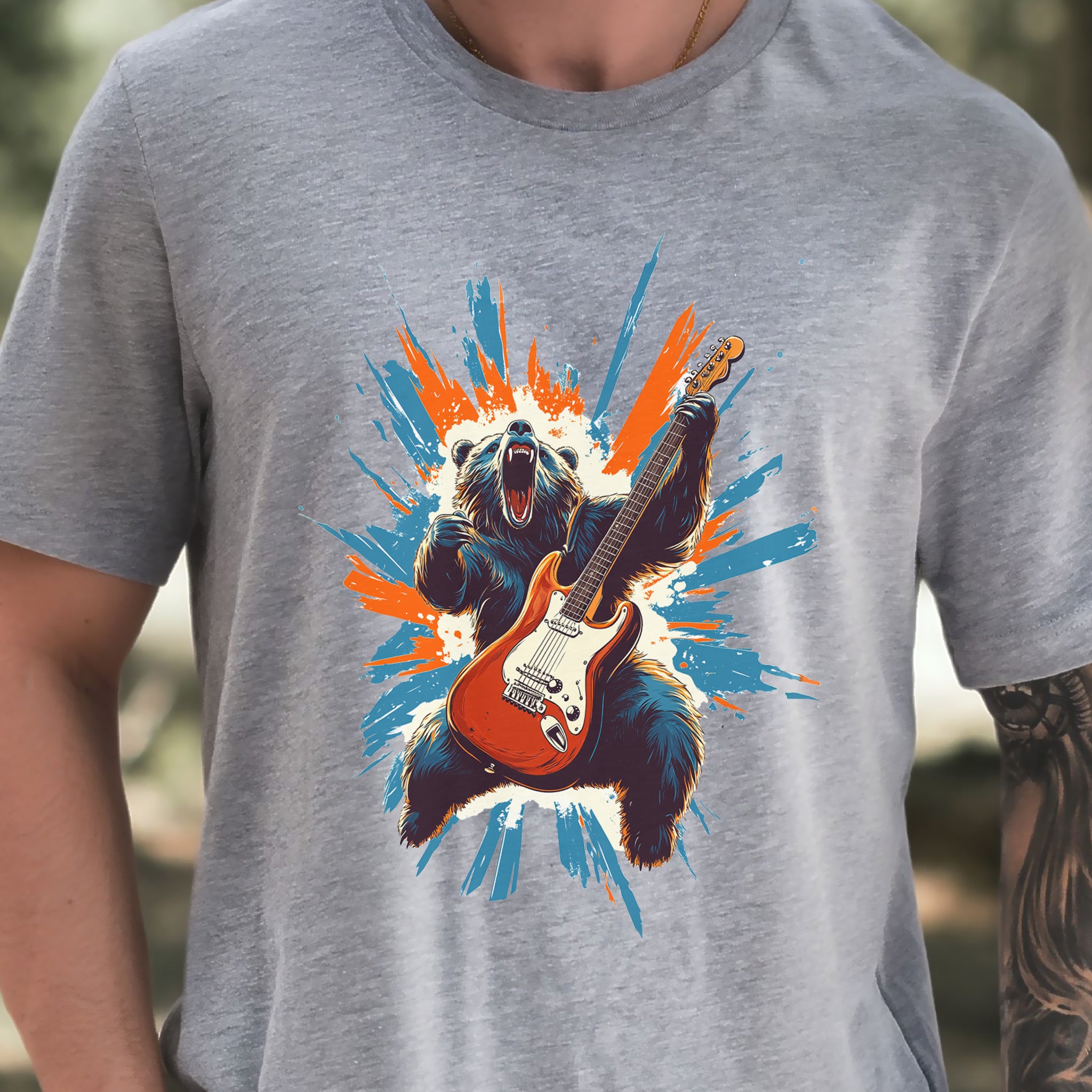 Bear Solo – Wild Rock Guitar Animal T-Shir