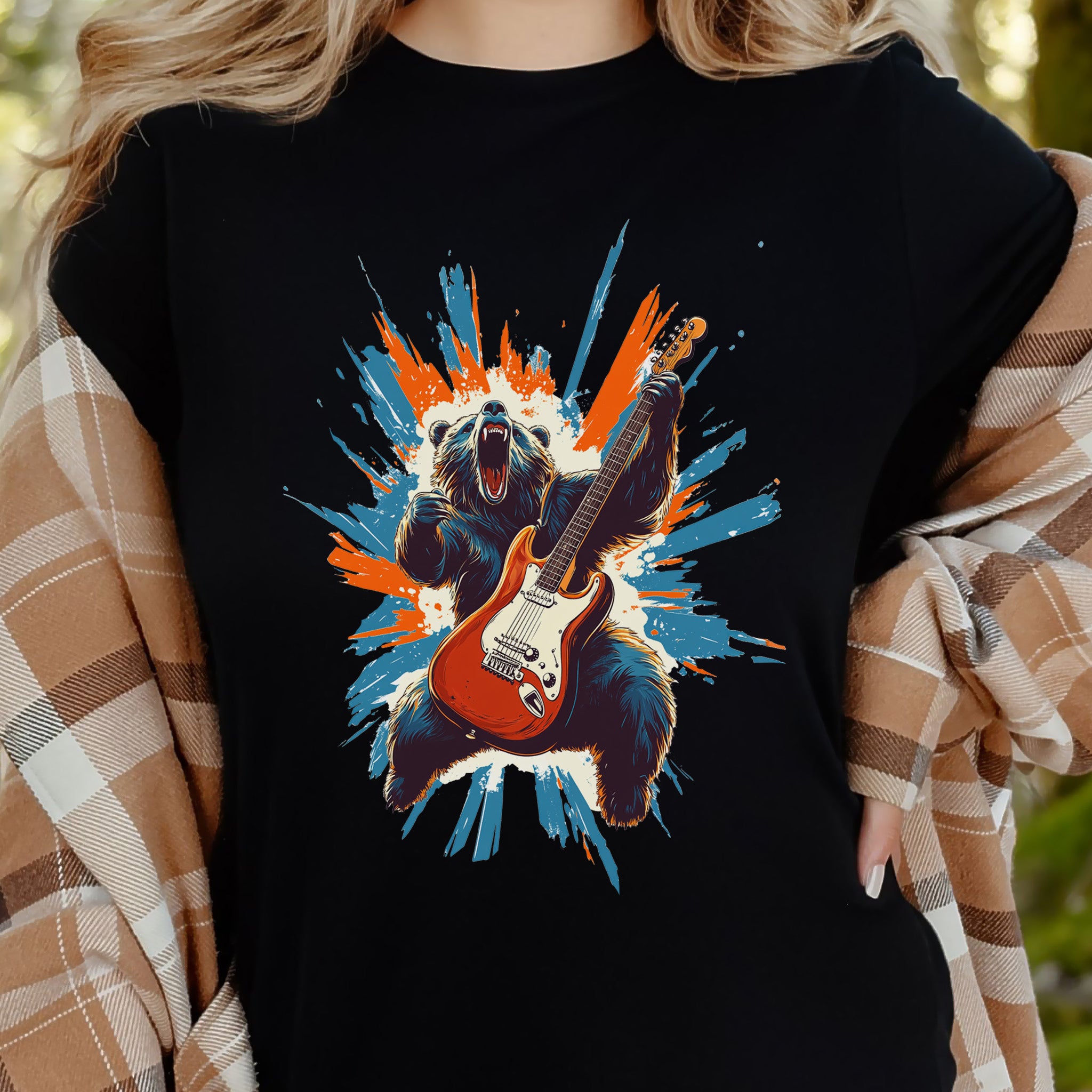 Bear Solo – Wild Rock Guitar Animal T-Shir