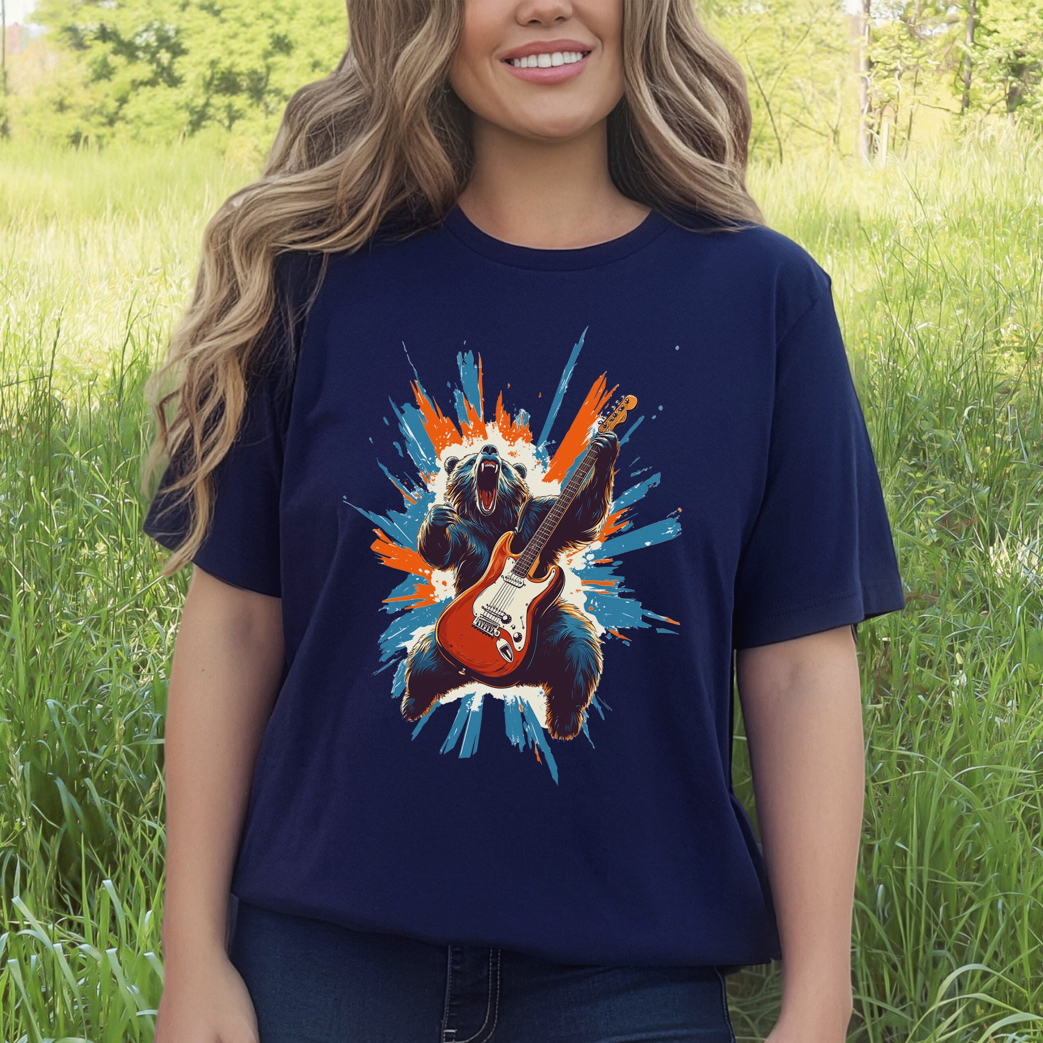 Bear Solo – Wild Rock Guitar Animal T-Shir