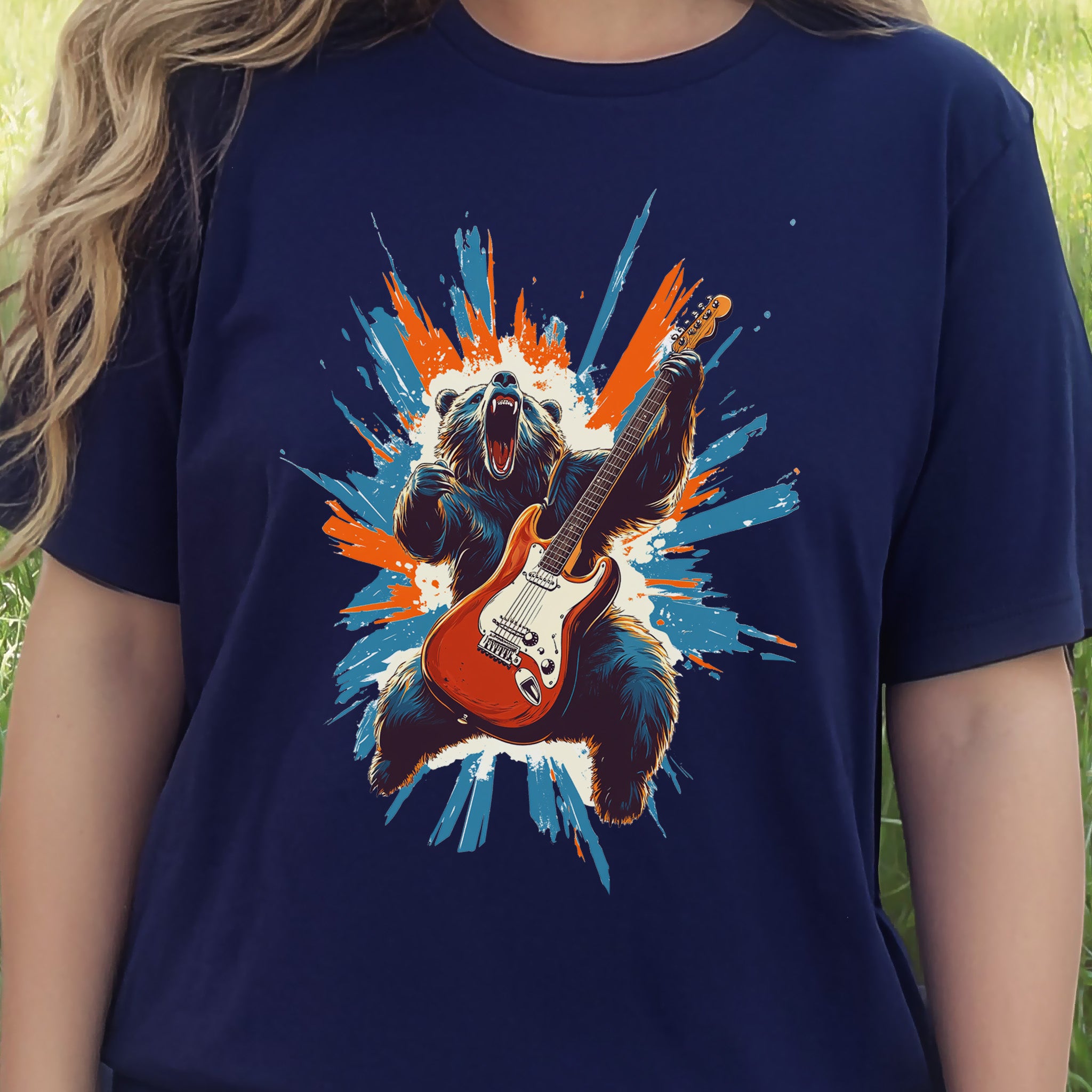 Bear Solo – Wild Rock Guitar Animal T-Shir