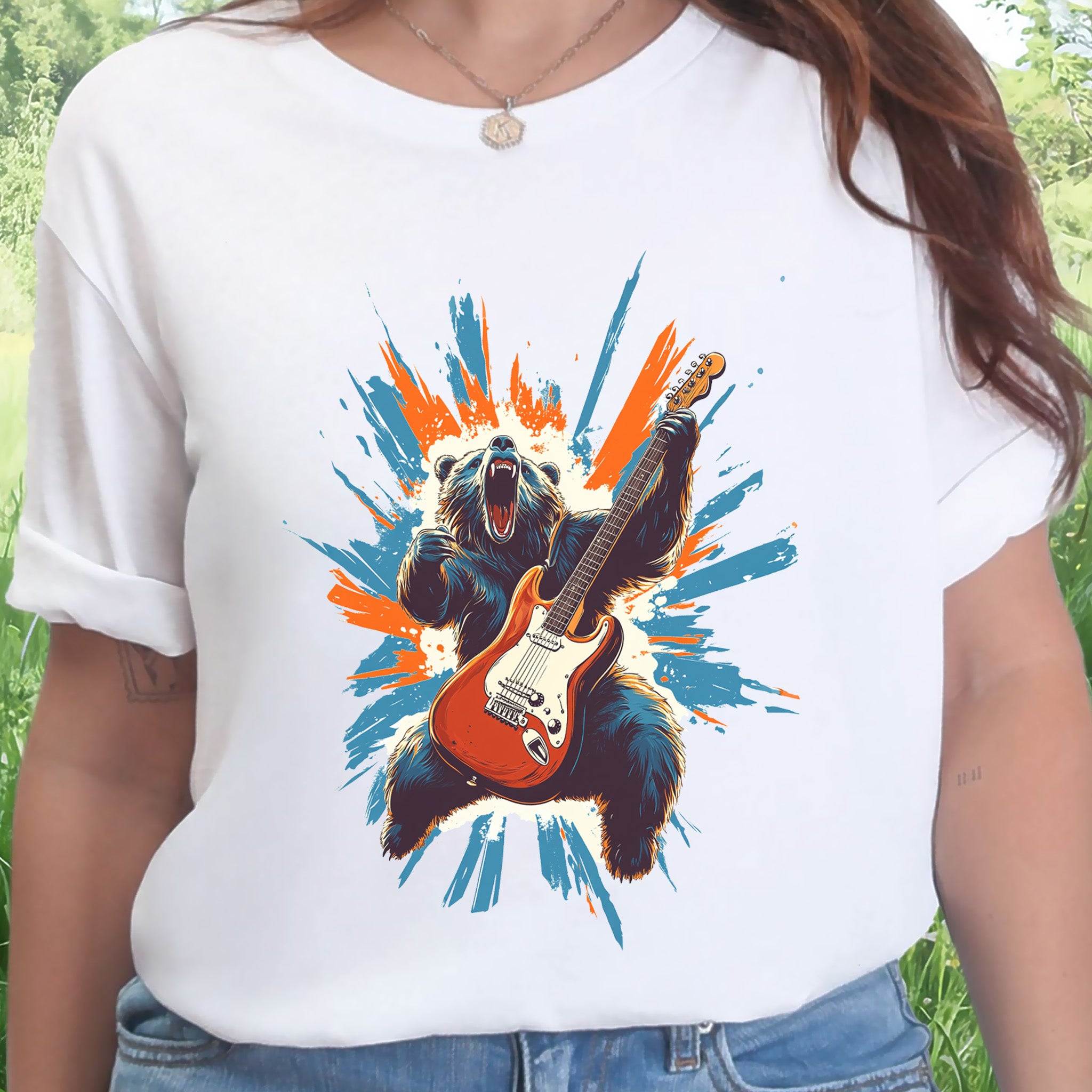Bear Solo – Wild Rock Guitar Animal T-Shir