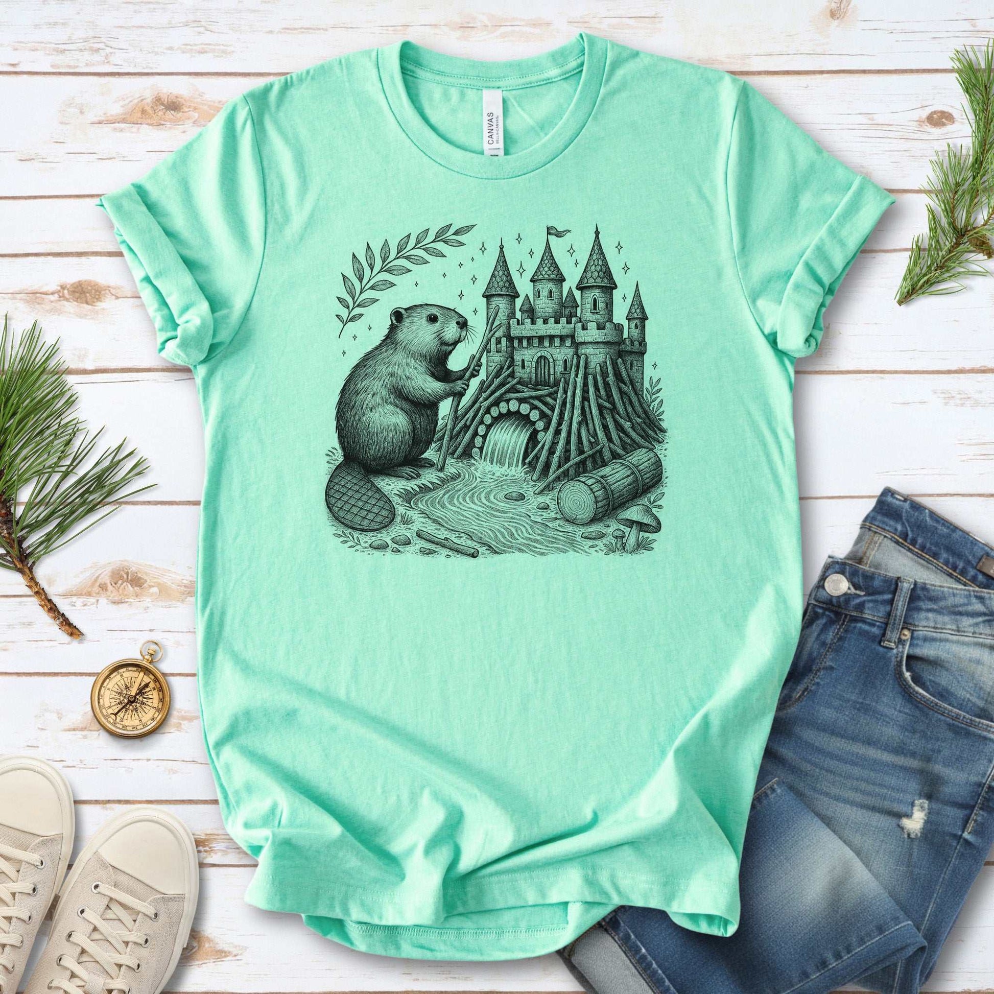 Beaver Building Magical Castle Dam T-Shirt