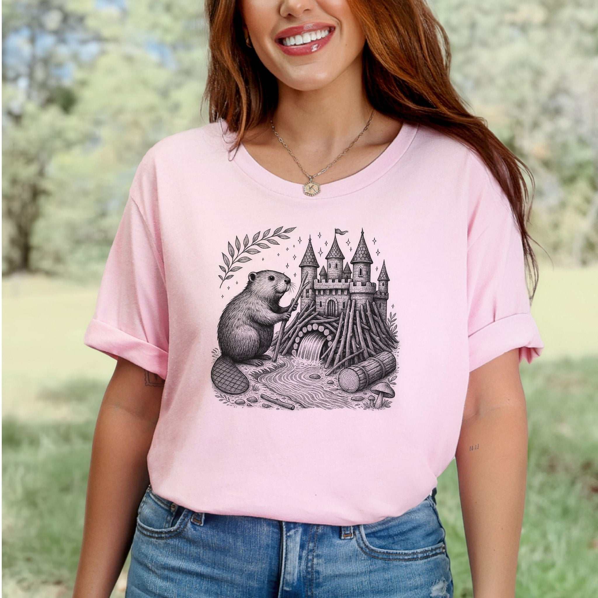 Beaver Building Magical Castle Dam T-Shirt