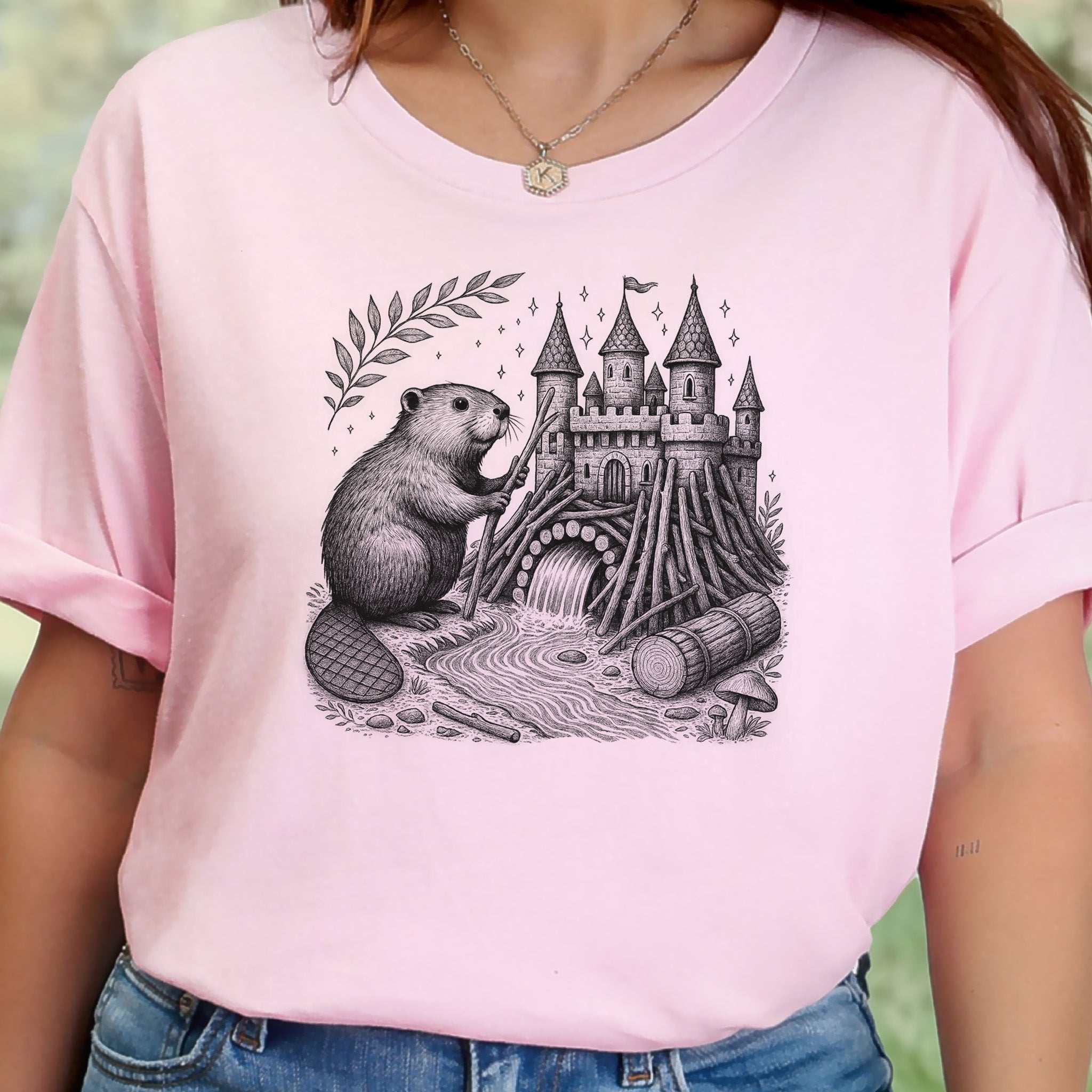 Beaver Building Magical Castle Dam T-Shirt