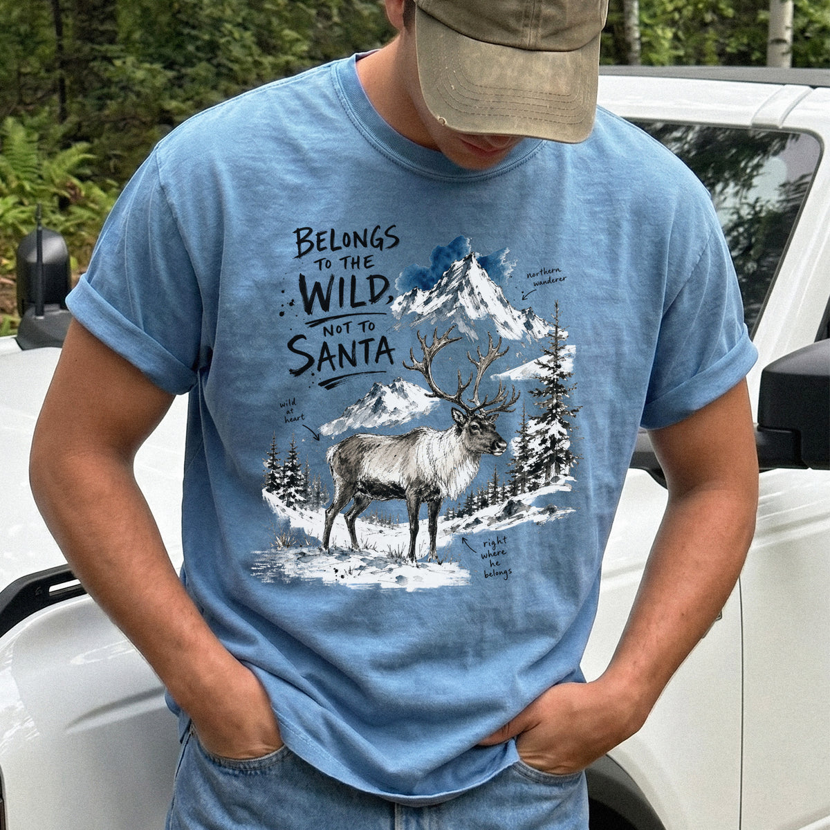 Belongs to the Wild, Not to Santa Comfort Colors Shirt – Caribou Christmas Tee